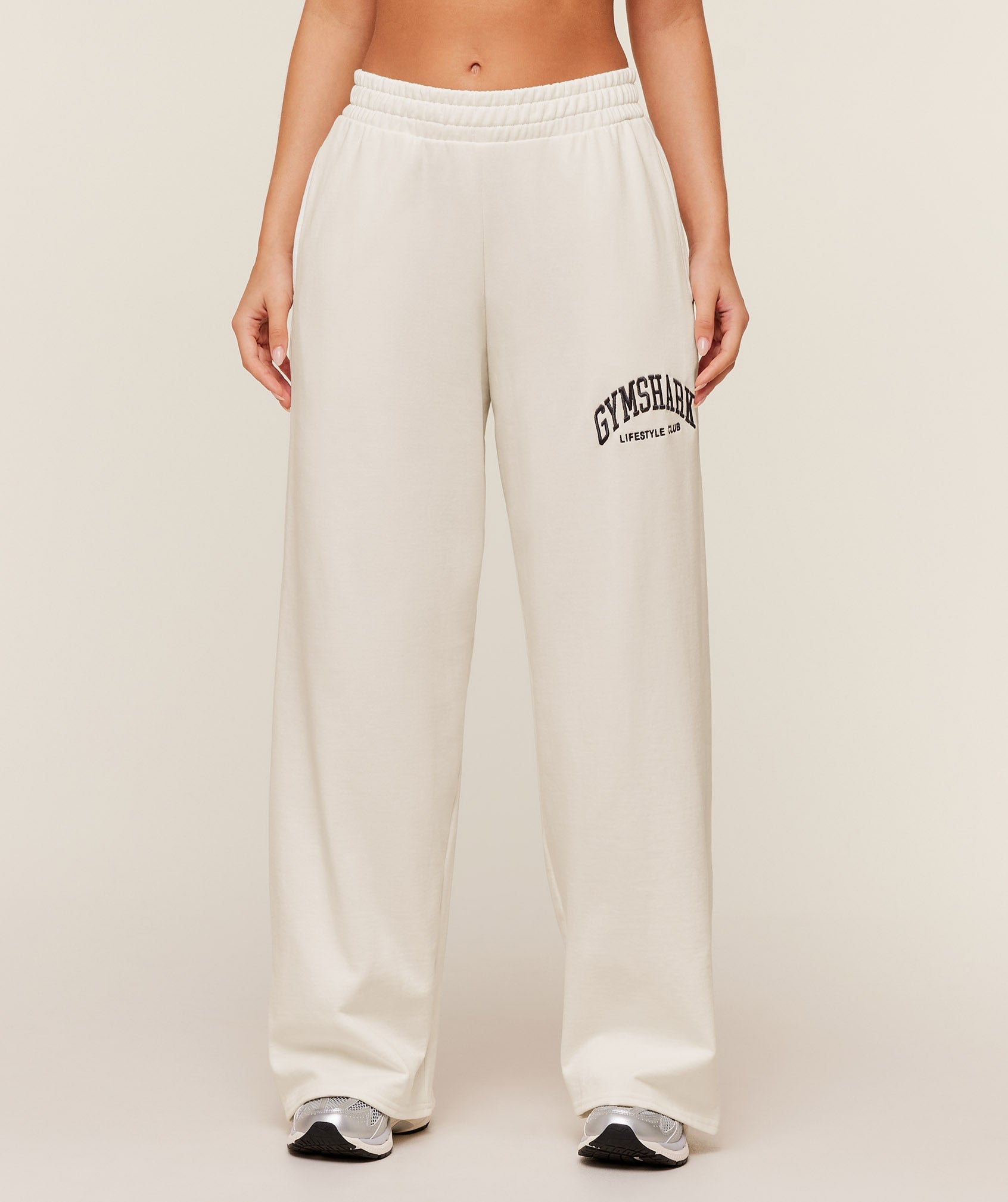 Women's Gymshark Collegiate Graphic Straight Leg Jogger Gs Soft White