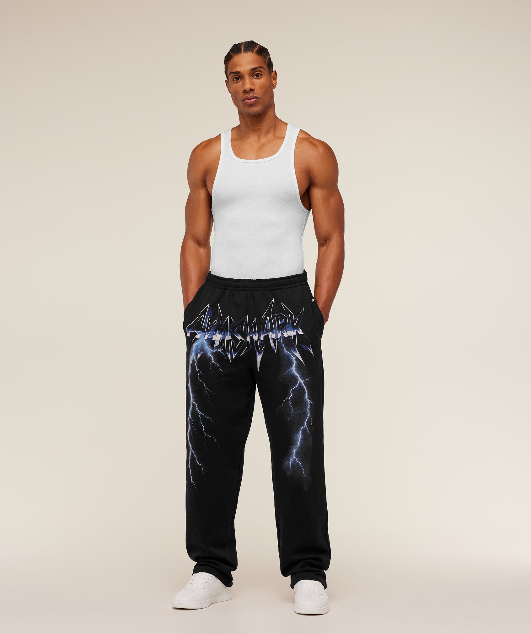 Gymshark Eagle Band Style Graphic Straight Leg Pants Gs Black