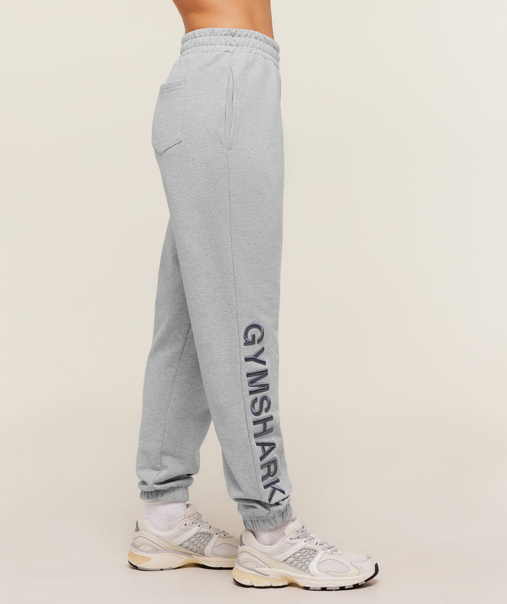 Women's Gymshark Embroidered Logo Joggers Light Grey Core Marl