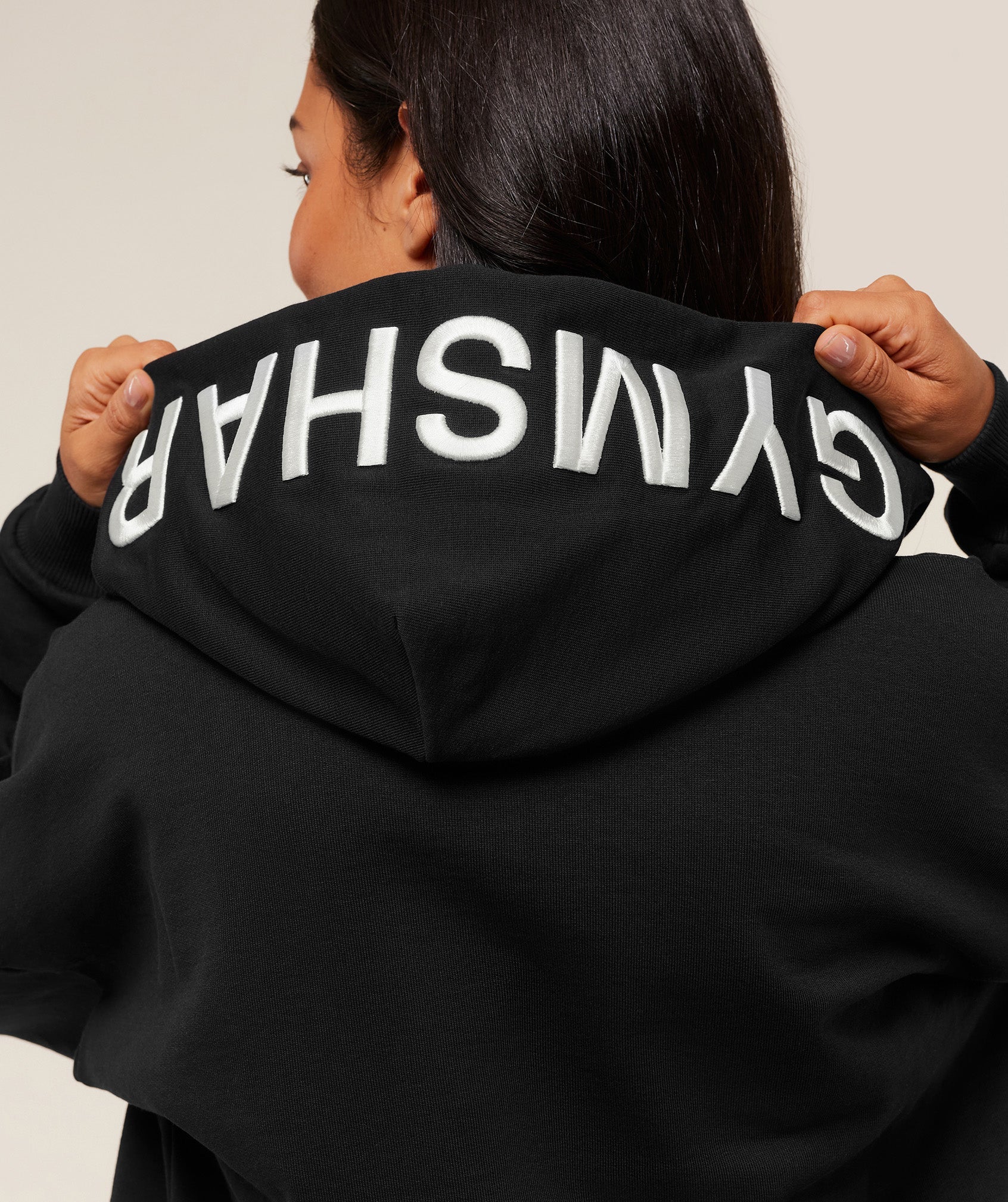 Women's Gymshark Embroidered Zip Up Hoodie Black