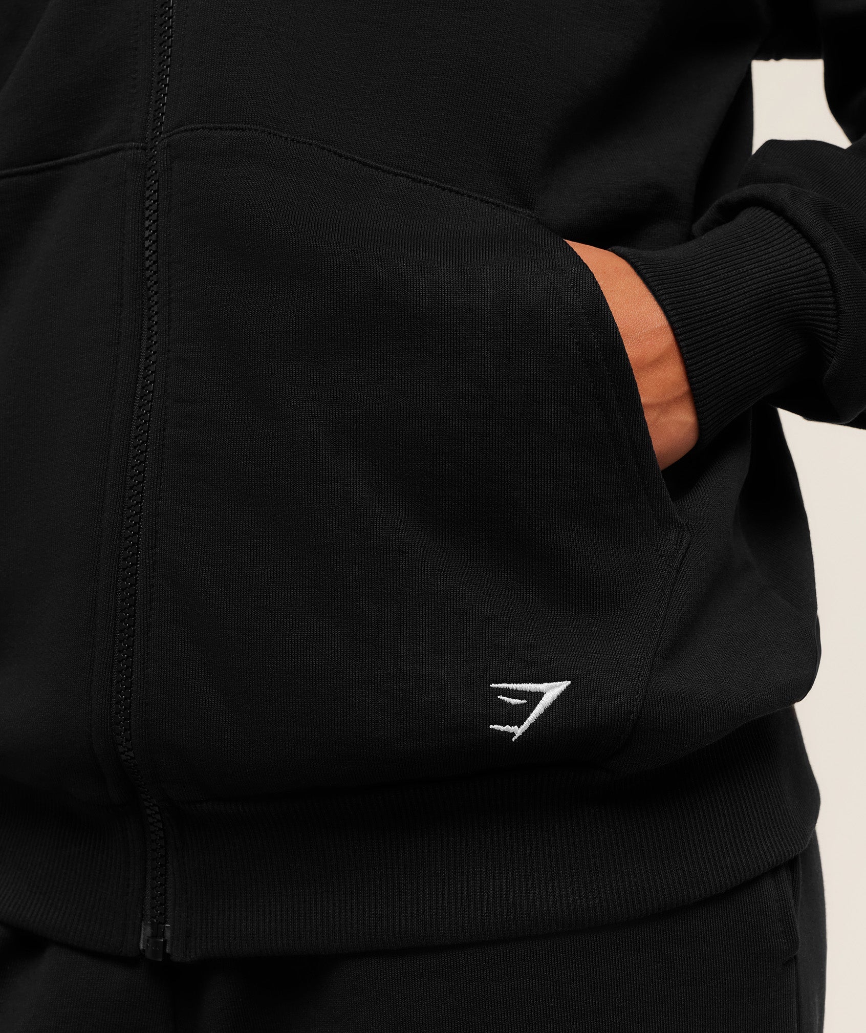 Women's Gymshark Embroidered Zip Up Hoodie Black