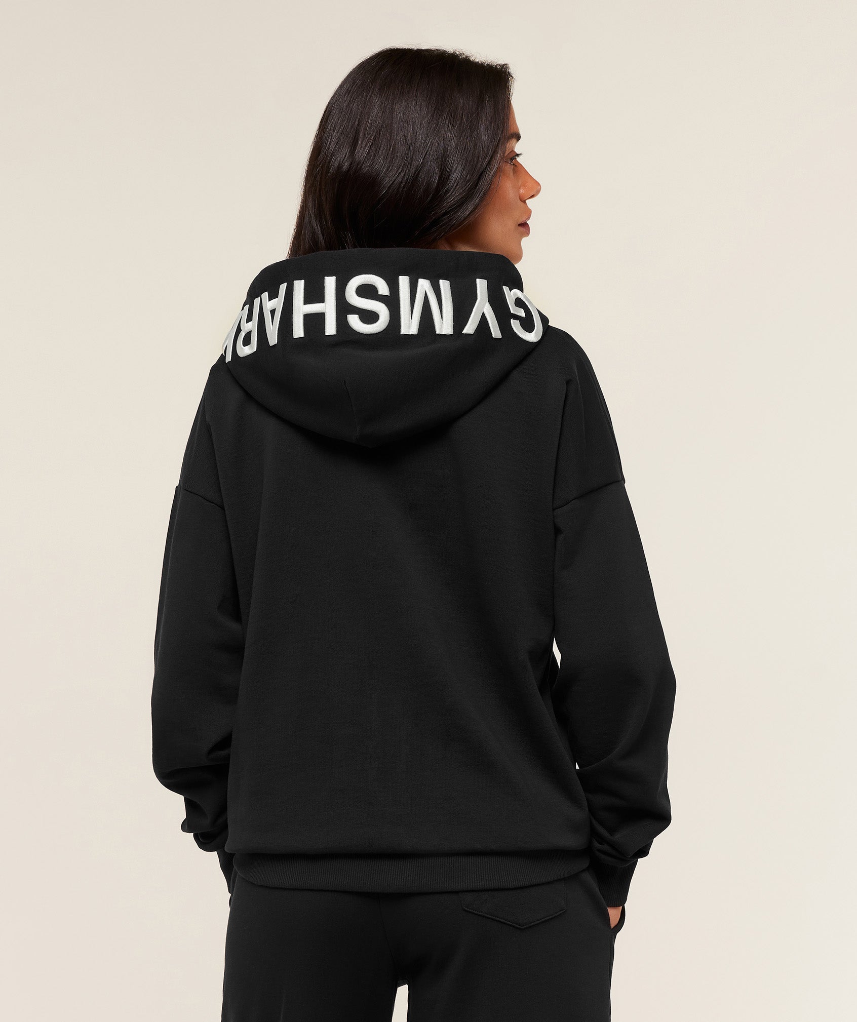 Women's Gymshark Embroidered Zip Up Hoodie Black