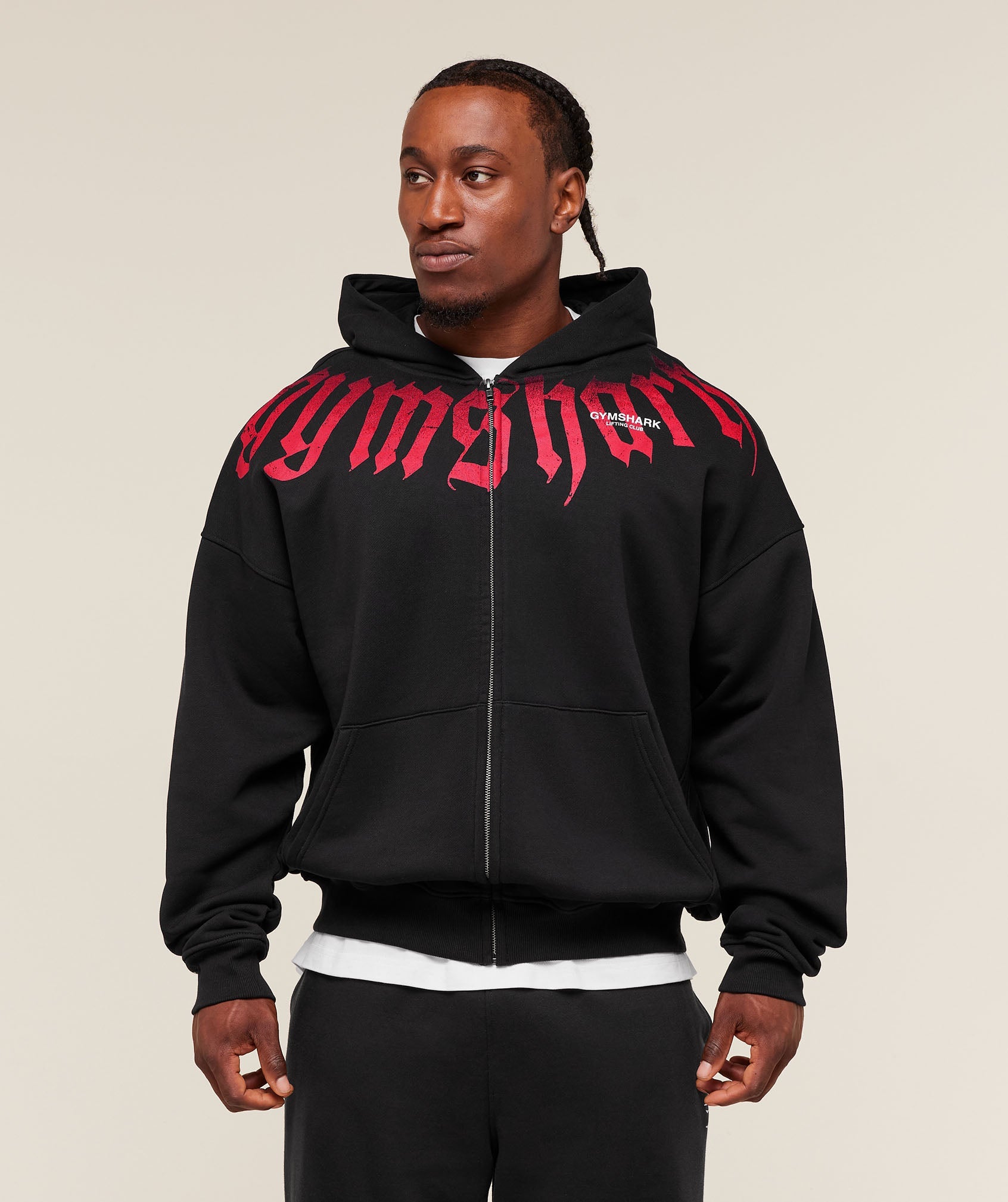 Gymshark Fade Graphic Zip Up Hoodie Black