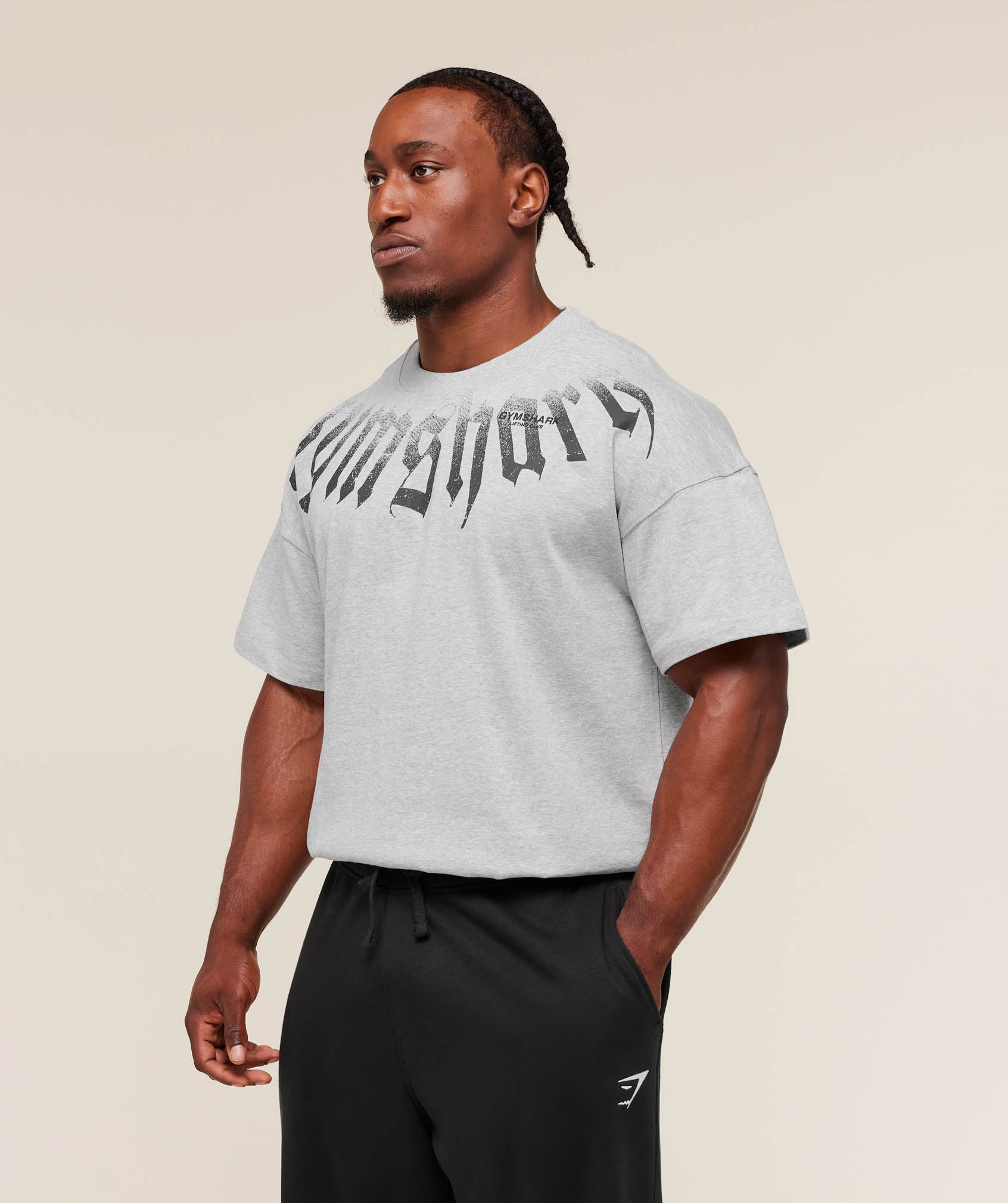 Gymshark Fade Graphic T-Shirt Light Grey Core Marl