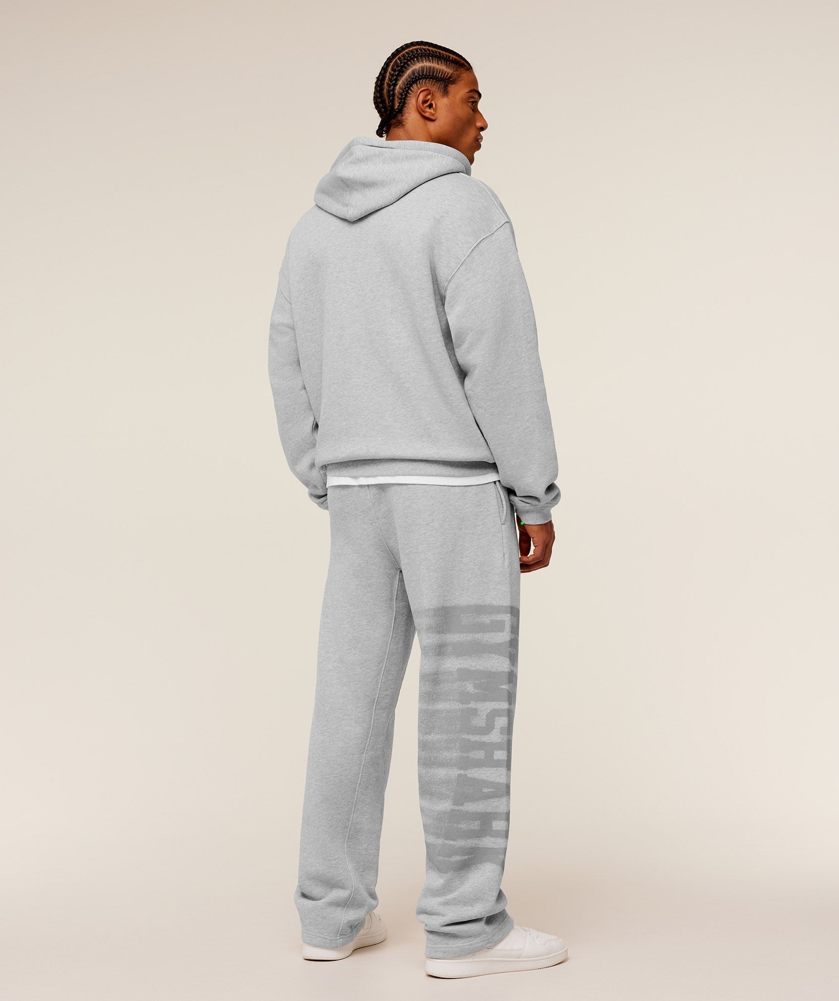 Gymshark Fade Graphic Straight Leg Pants Light Grey Core Marl