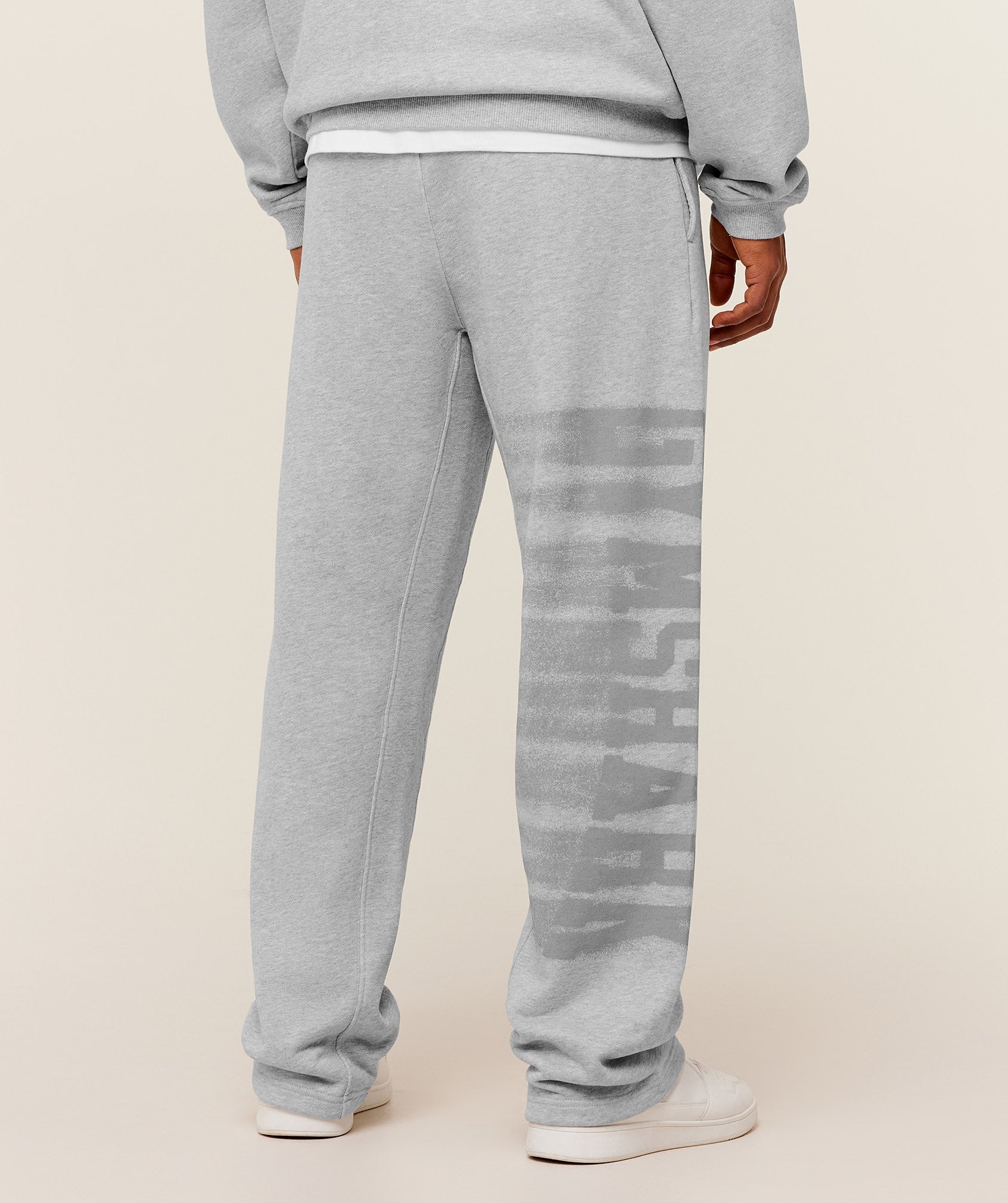 Gymshark Fade Graphic Straight Leg Pants Light Grey Core Marl