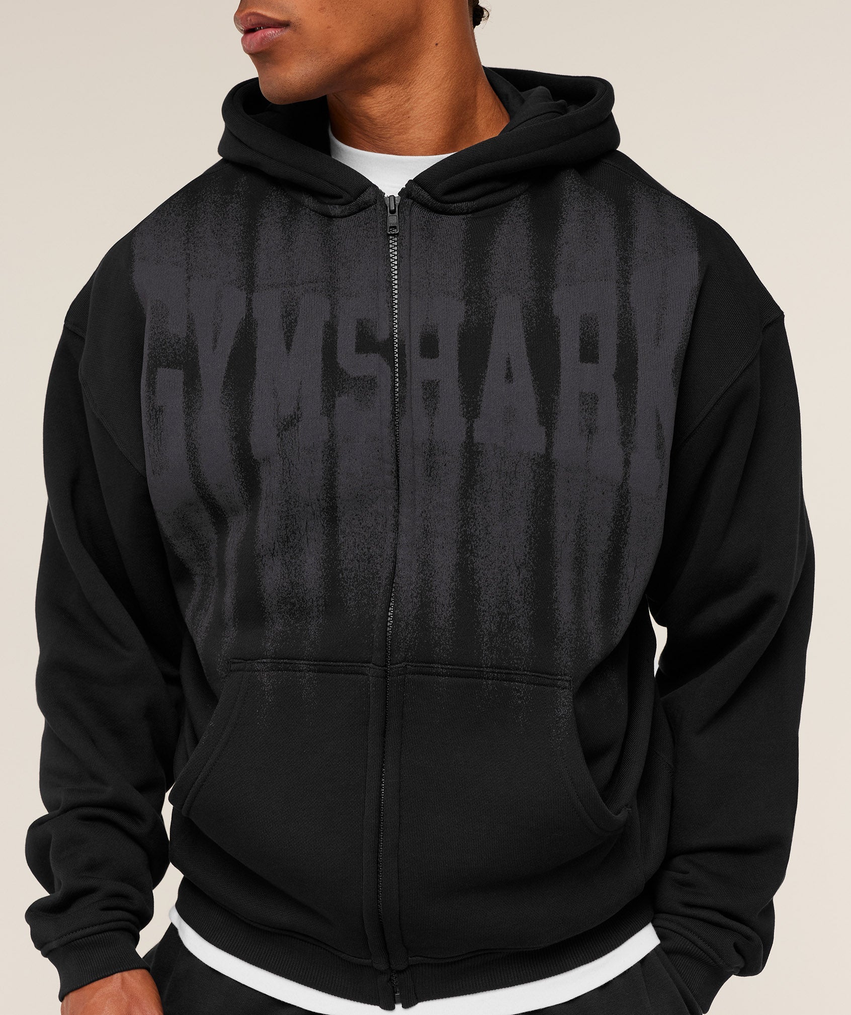 Gymshark Fade Graphic Zip Through Hoodie Gs Black