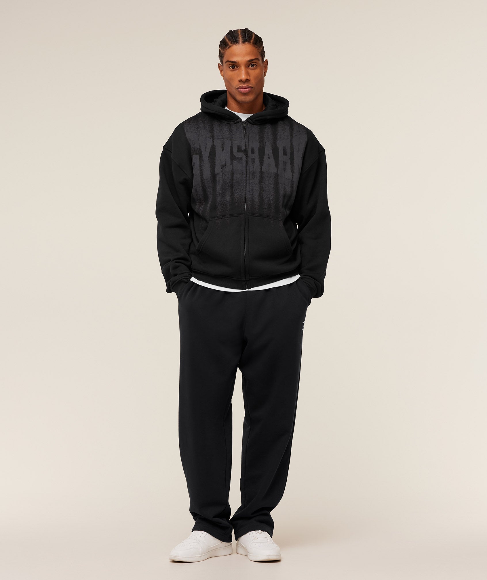 Gymshark Fade Graphic Zip Through Hoodie Gs Black
