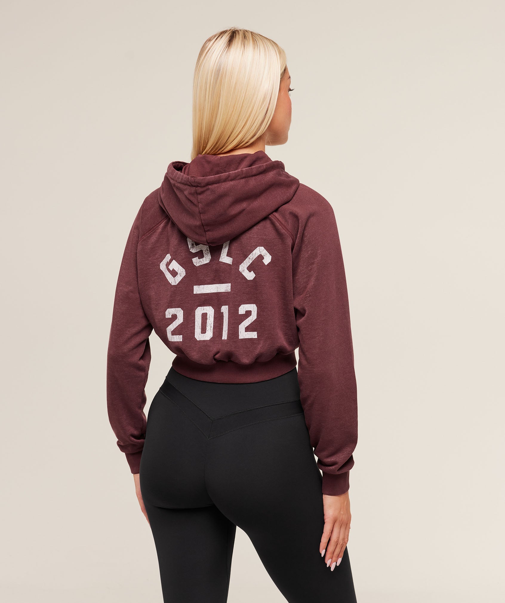 Women's Gymshark Lifting Club 2012 Graphic Cropped Hoodie Rich Maroon