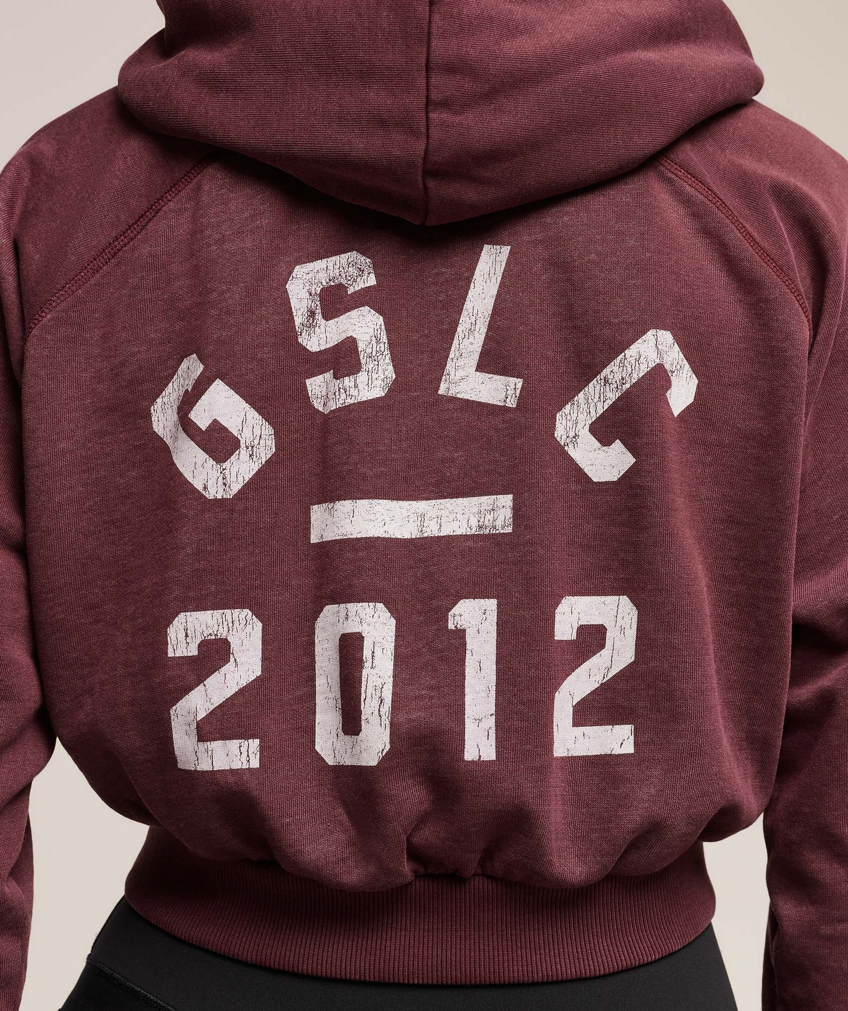 Women's Gymshark Lifting Club 2012 Graphic Cropped Hoodie Rich Maroon