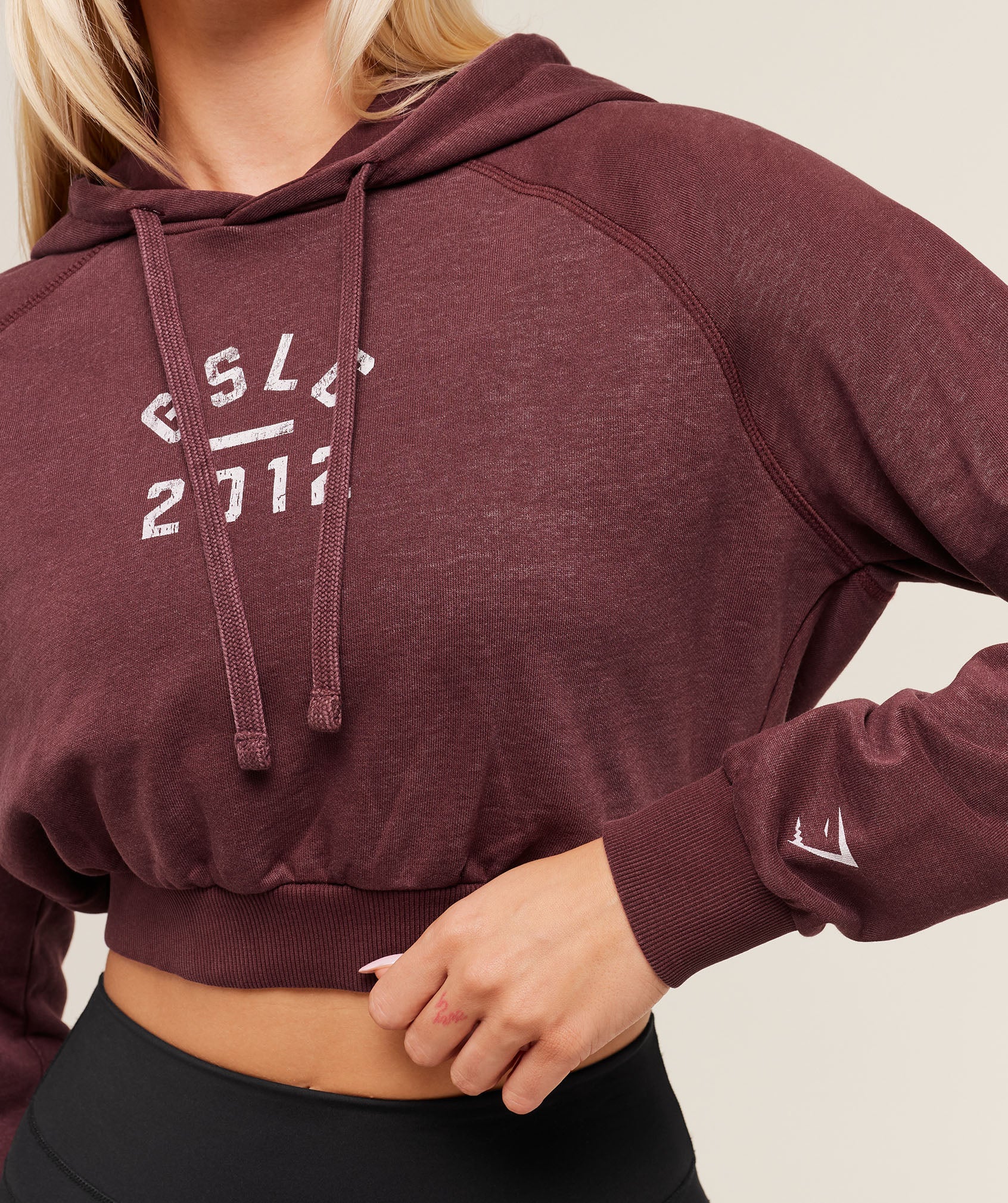 Women's Gymshark Lifting Club 2012 Graphic Cropped Hoodie Rich Maroon
