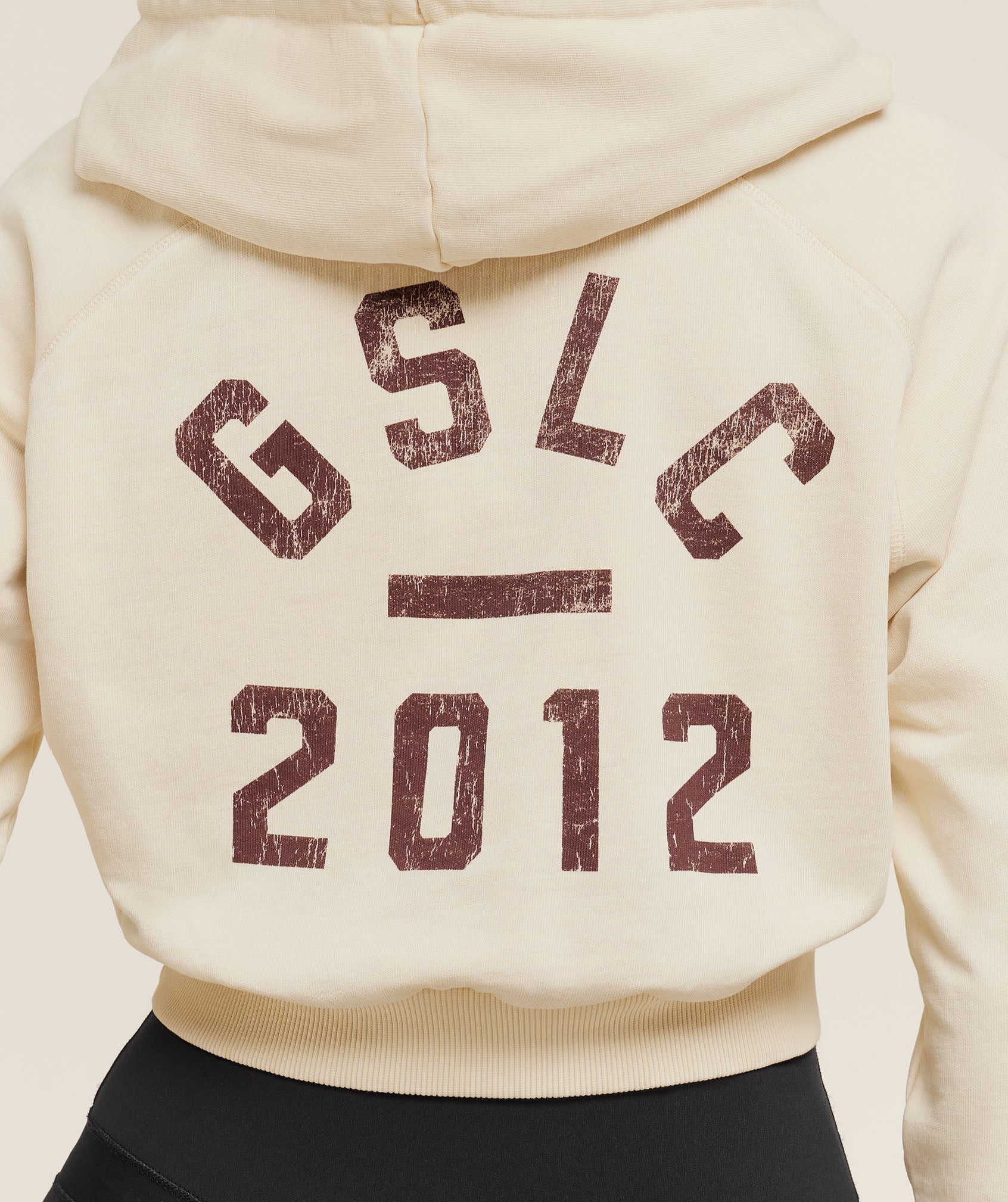 Women's Gymshark Lifting Club 2012 Graphic Cropped Hoodie Stone Beige