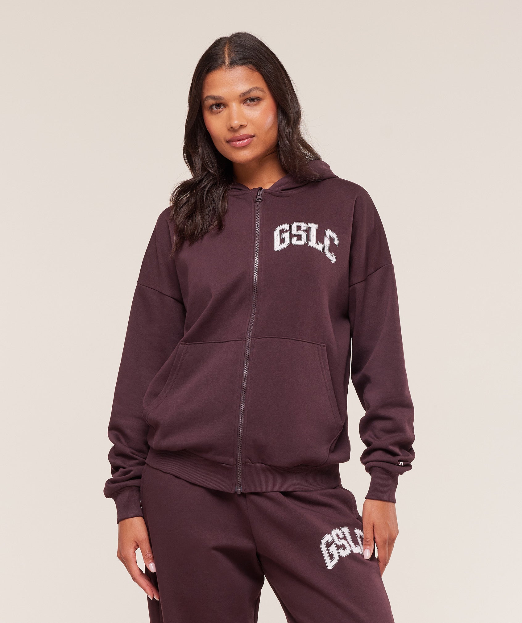Women's Gymshark Gslc Graphic Zip Up Hoodie Cherry Purple