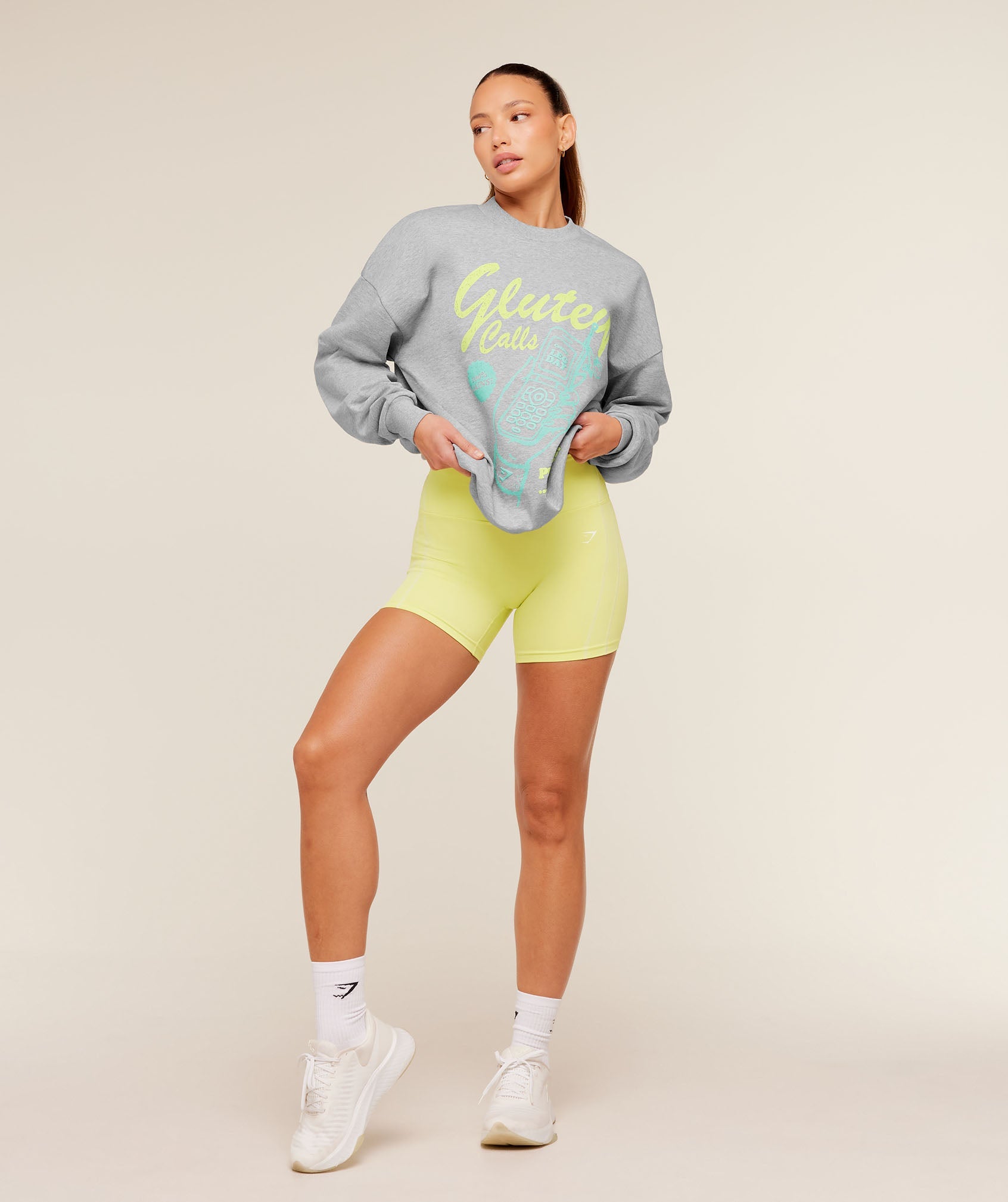 Women's Gymshark Glutey Calls Graphic Sweatshirt Light Grey Core Marl