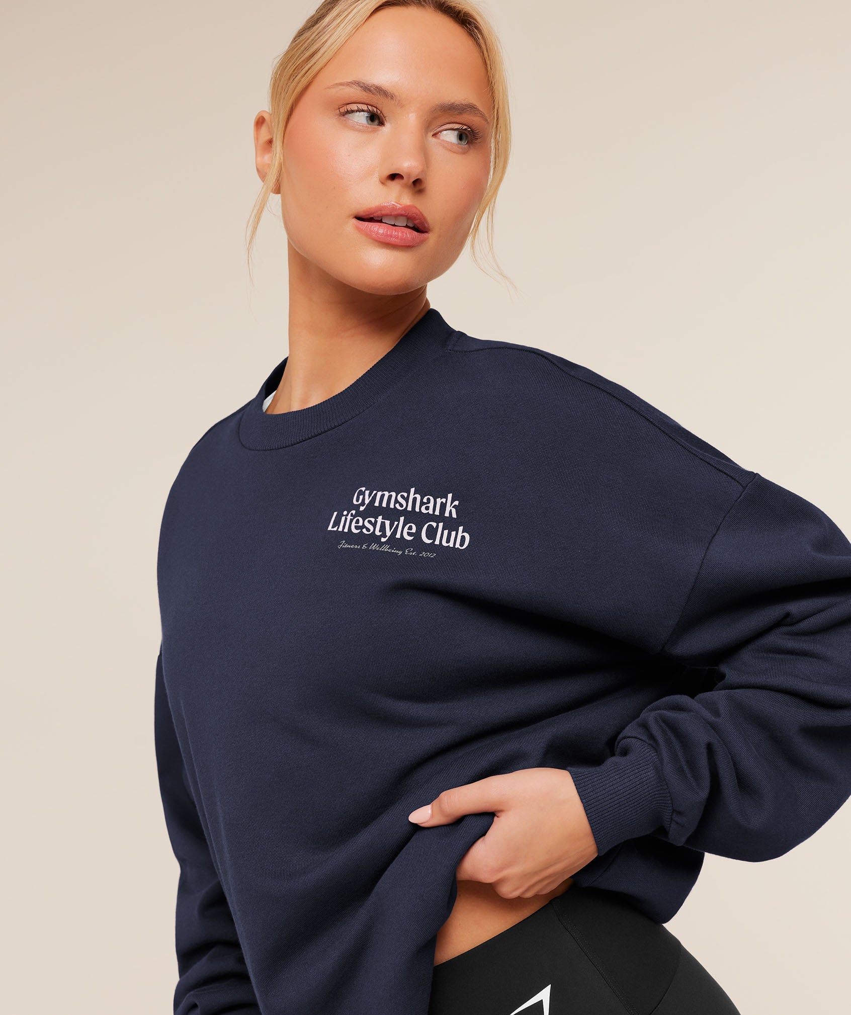 Women's Gymshark Lifestyle Club Graphic Sweatshirt Heavy Blue