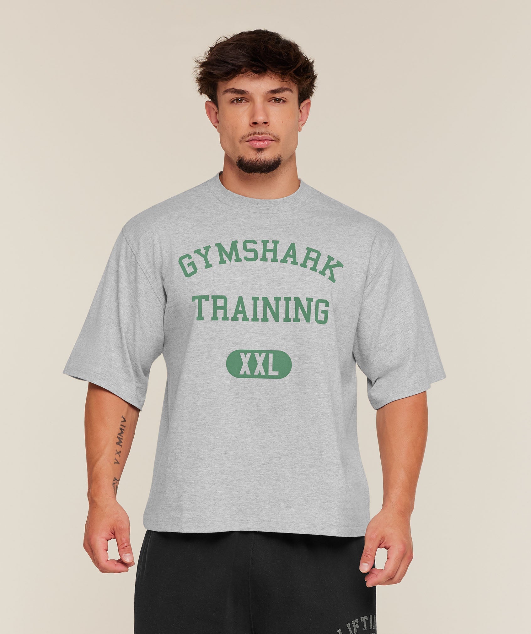 Gymshark Gymshark Training Graphic T-Shirt Light Grey Core Marl