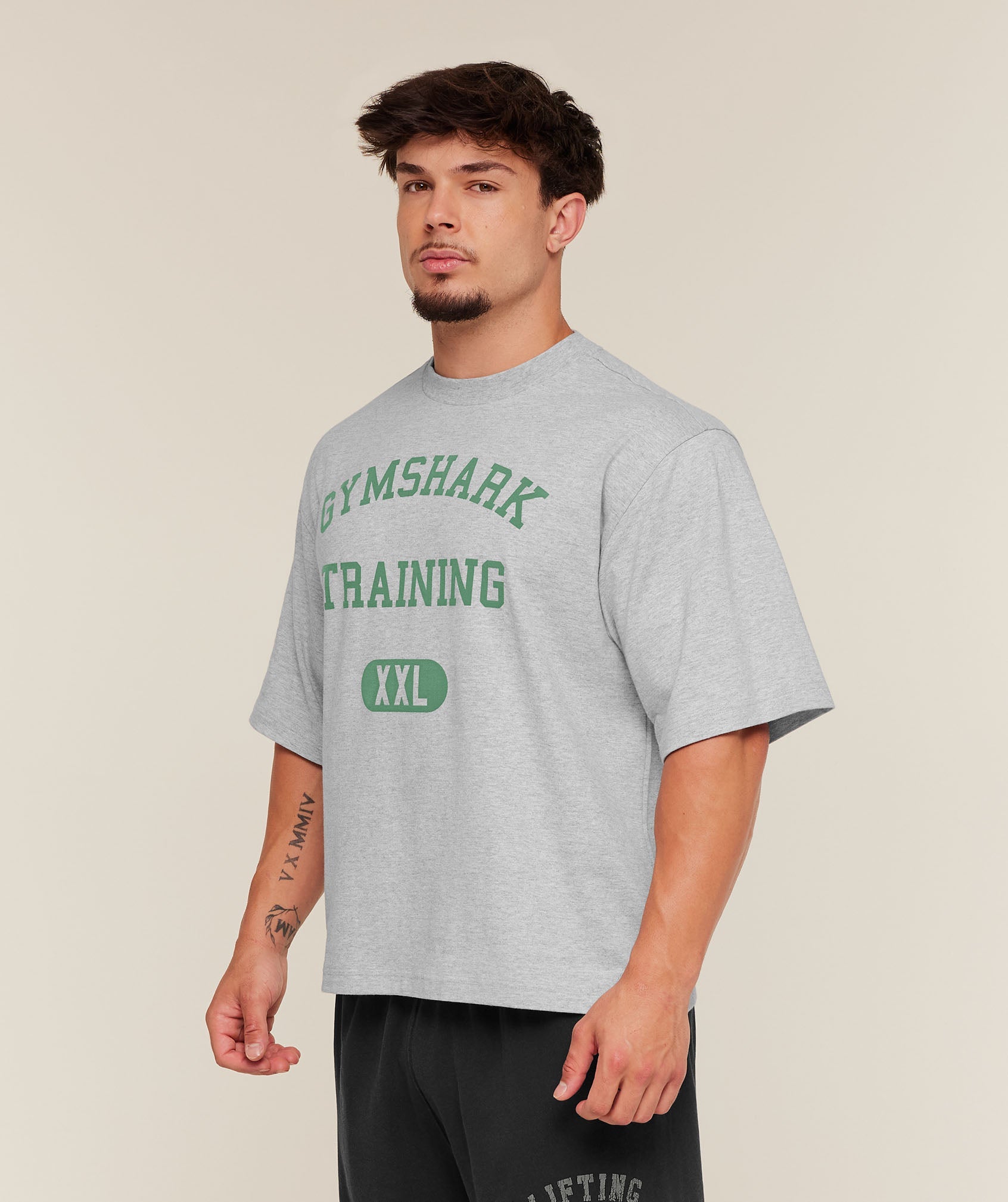 Gymshark Gymshark Training Graphic T-Shirt Light Grey Core Marl
