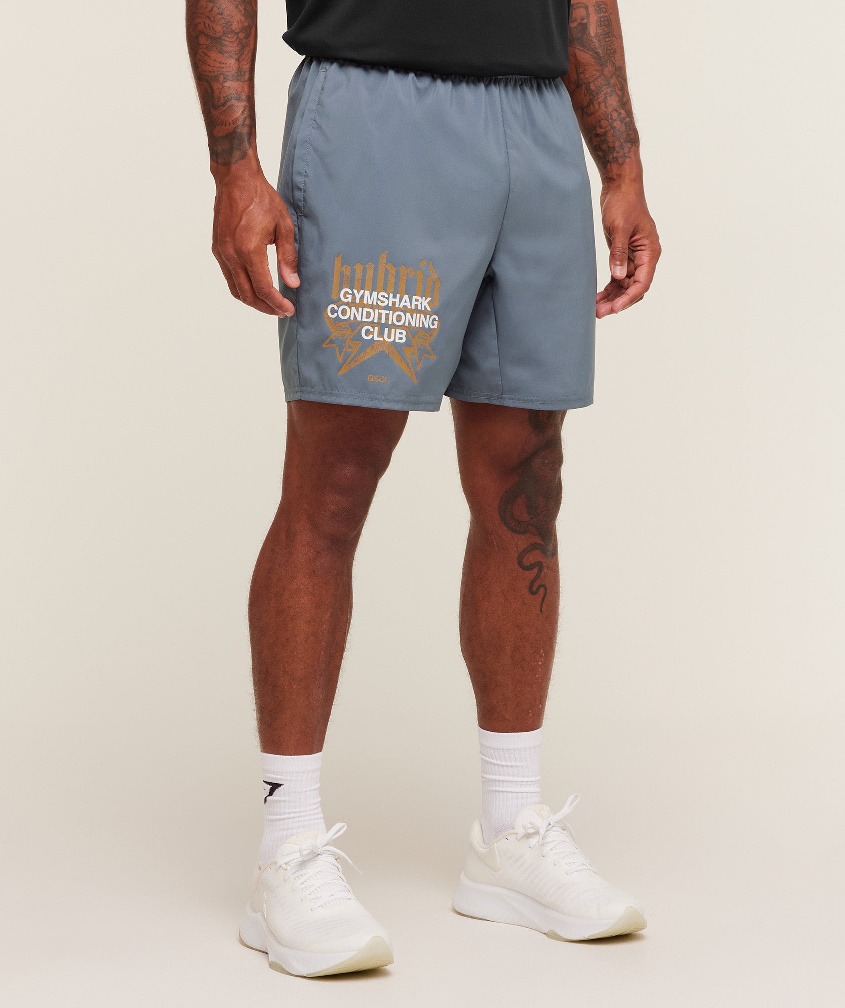 Gymshark Hybrid Graphic 7" Shorts Iron Blue