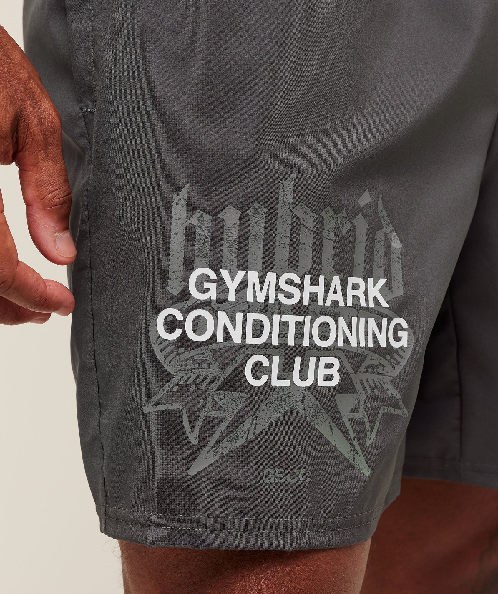 Gymshark Hybrid Graphic 7" Shorts Onyx Grey