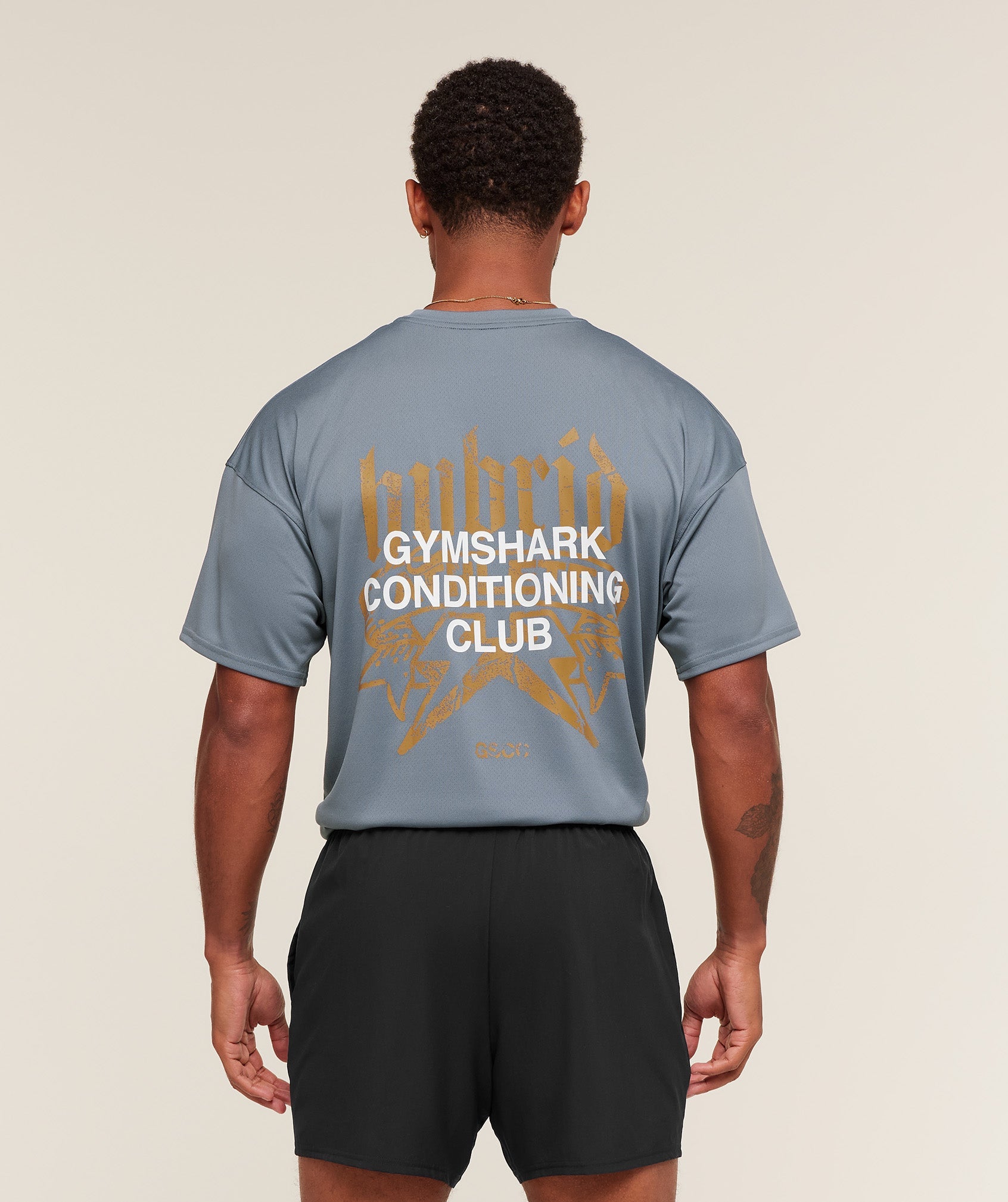 Gymshark Hybrid Graphic T-Shirt Iron Blue