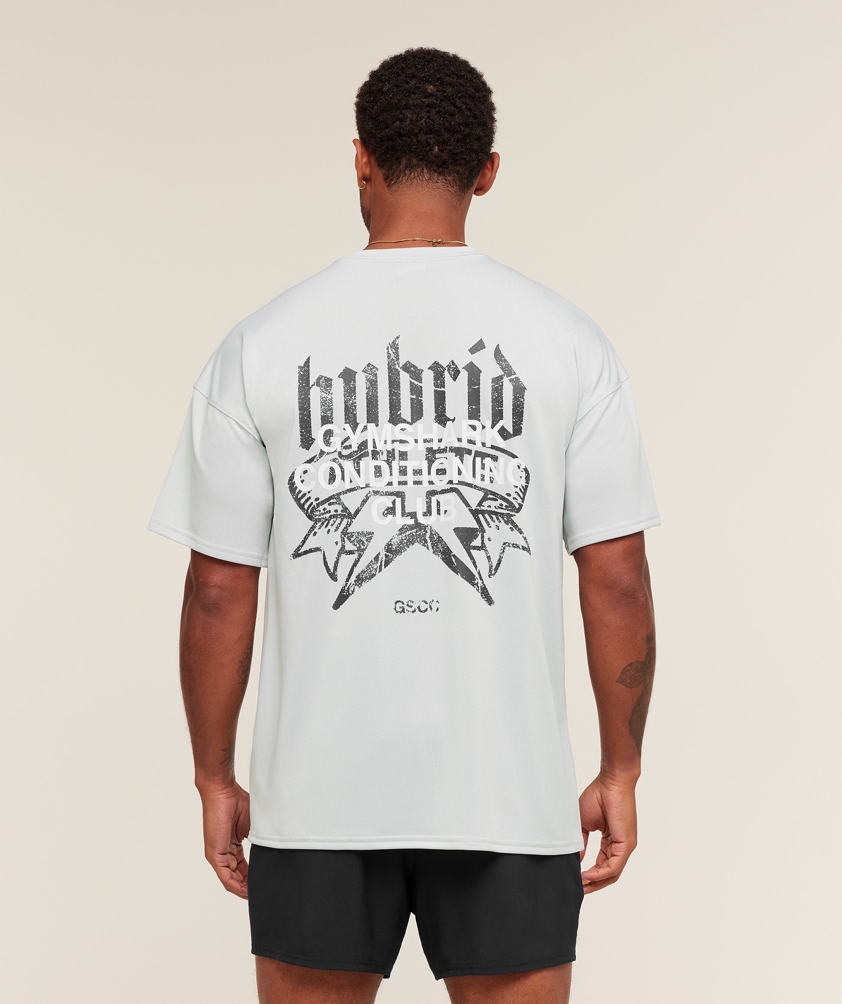 Gymshark Hybrid Graphic T-Shirt Light Grey