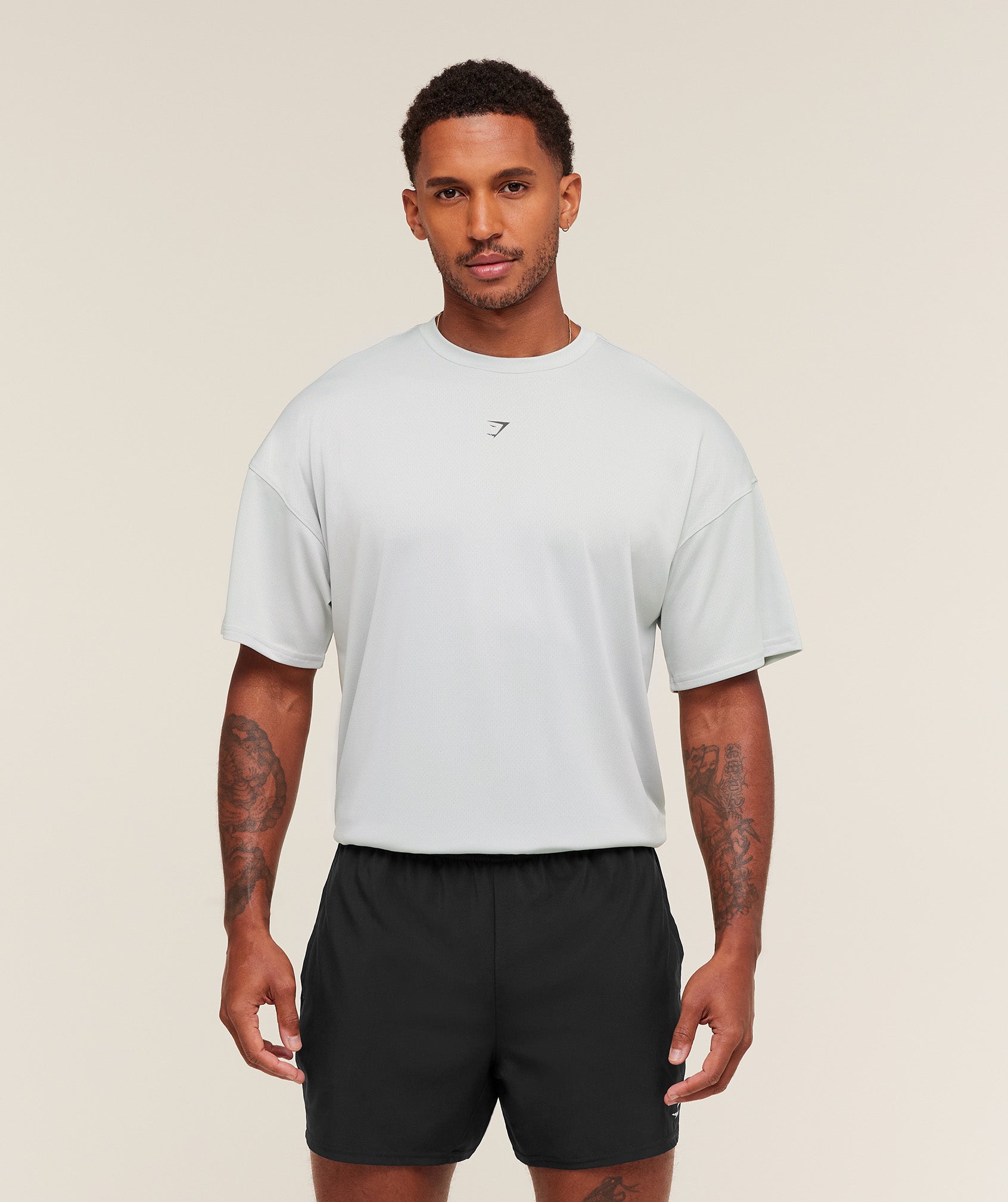 Gymshark Hybrid Graphic T-Shirt Light Grey