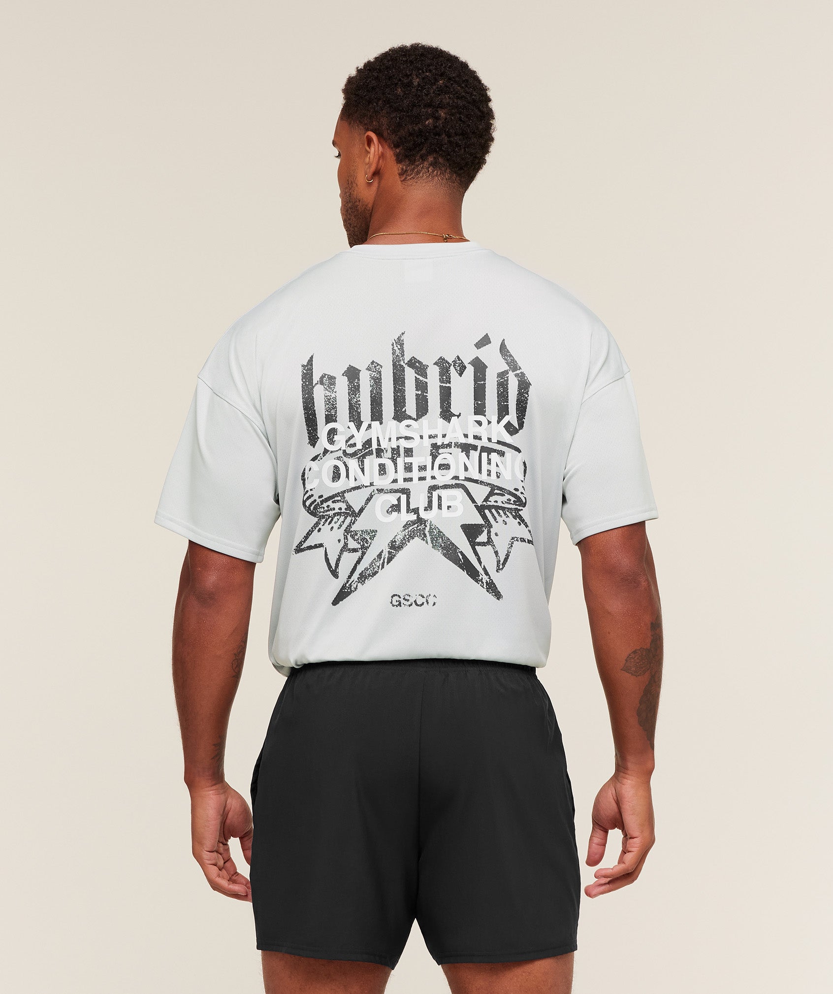 Gymshark Hybrid Graphic T-Shirt Light Grey