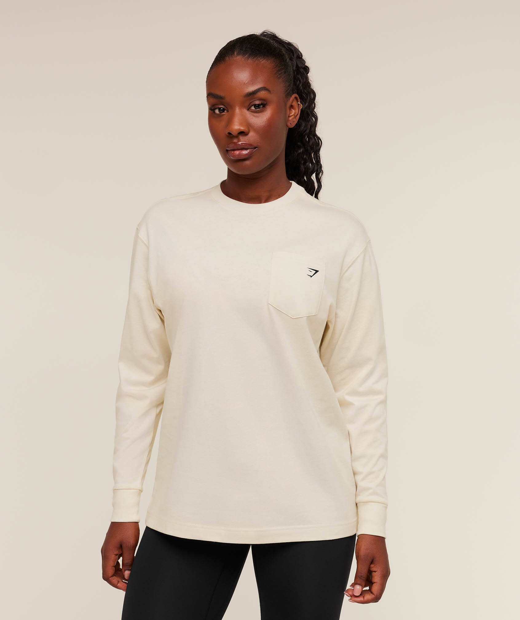 Women's Gymshark Juicy Peach Long Sleeve T-Shirt Oat White