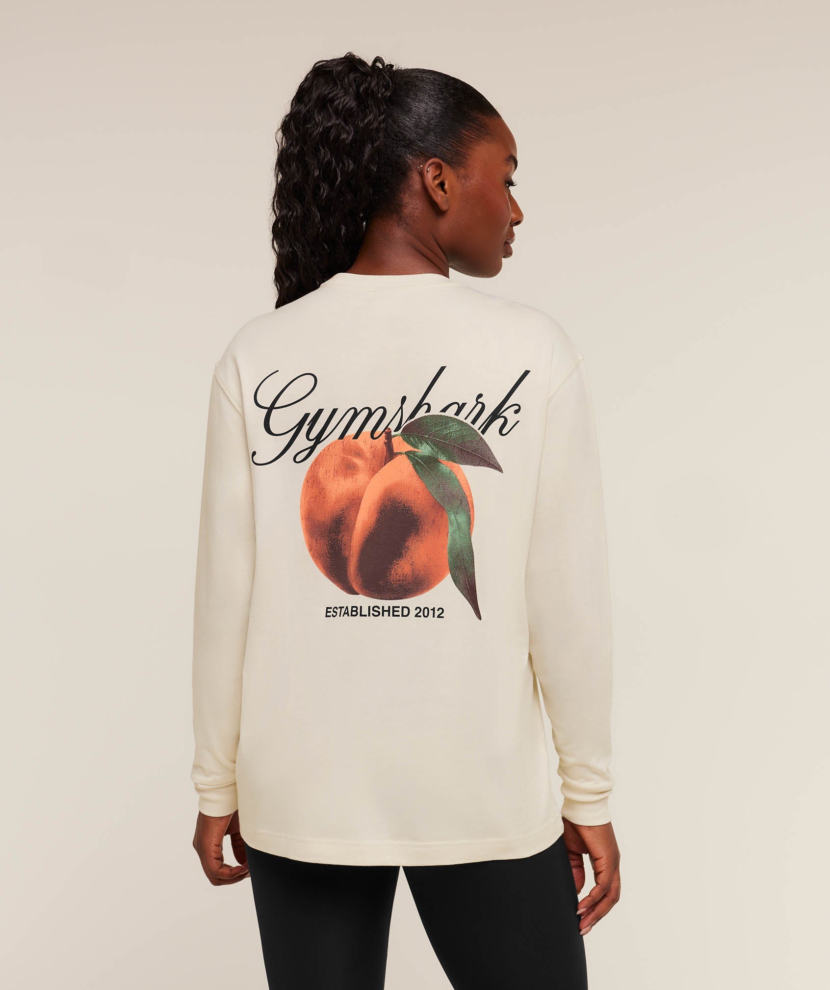 Women's Gymshark Juicy Peach Long Sleeve T-Shirt Oat White