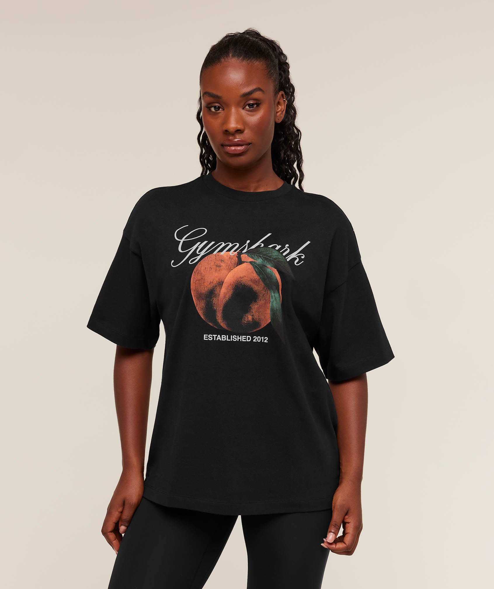 Women's Gymshark Juicy Peach Short Sleeve T-Shirt Black