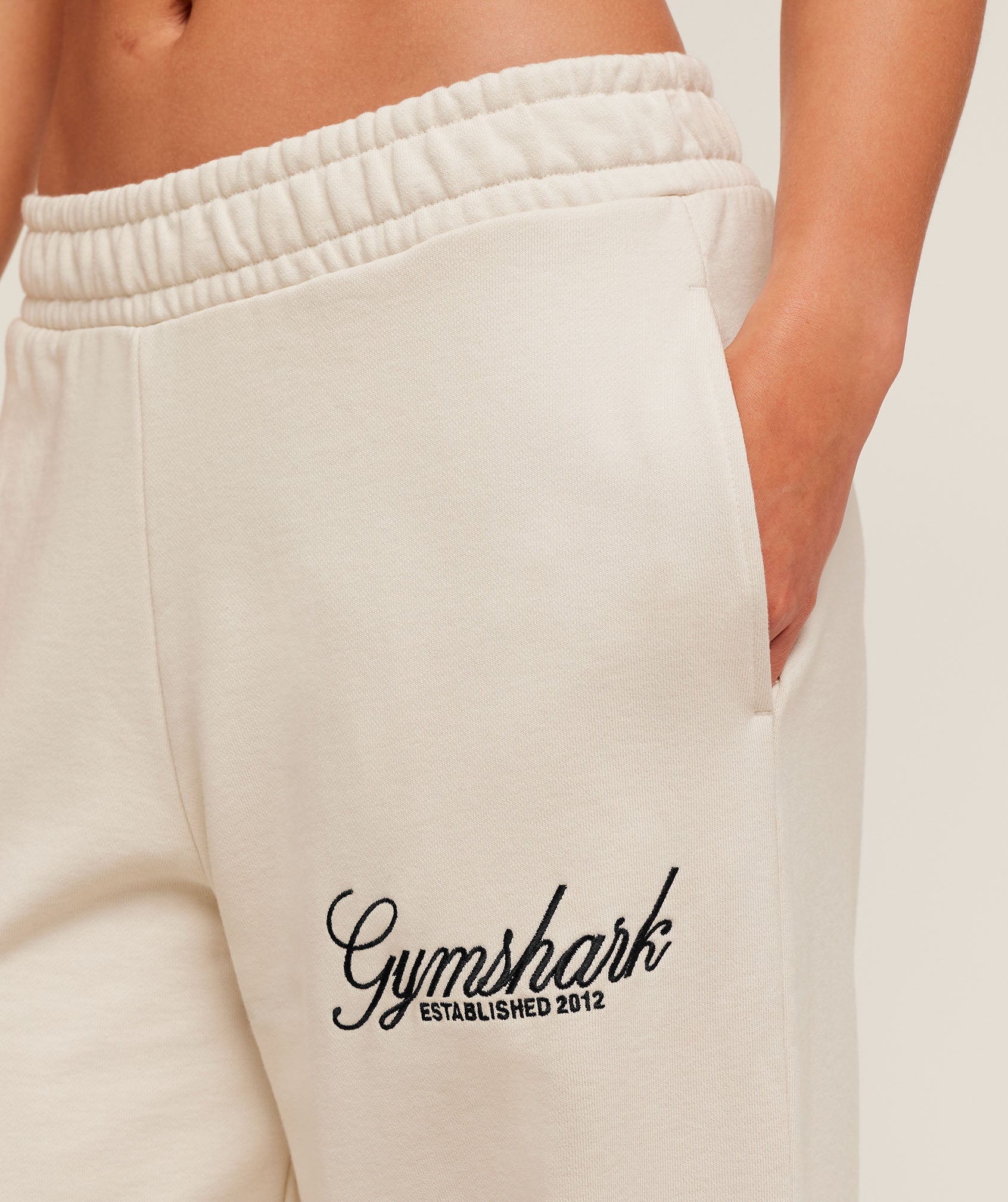 Women's Gymshark Juicy Peach Wide Leg Joggers Oat White