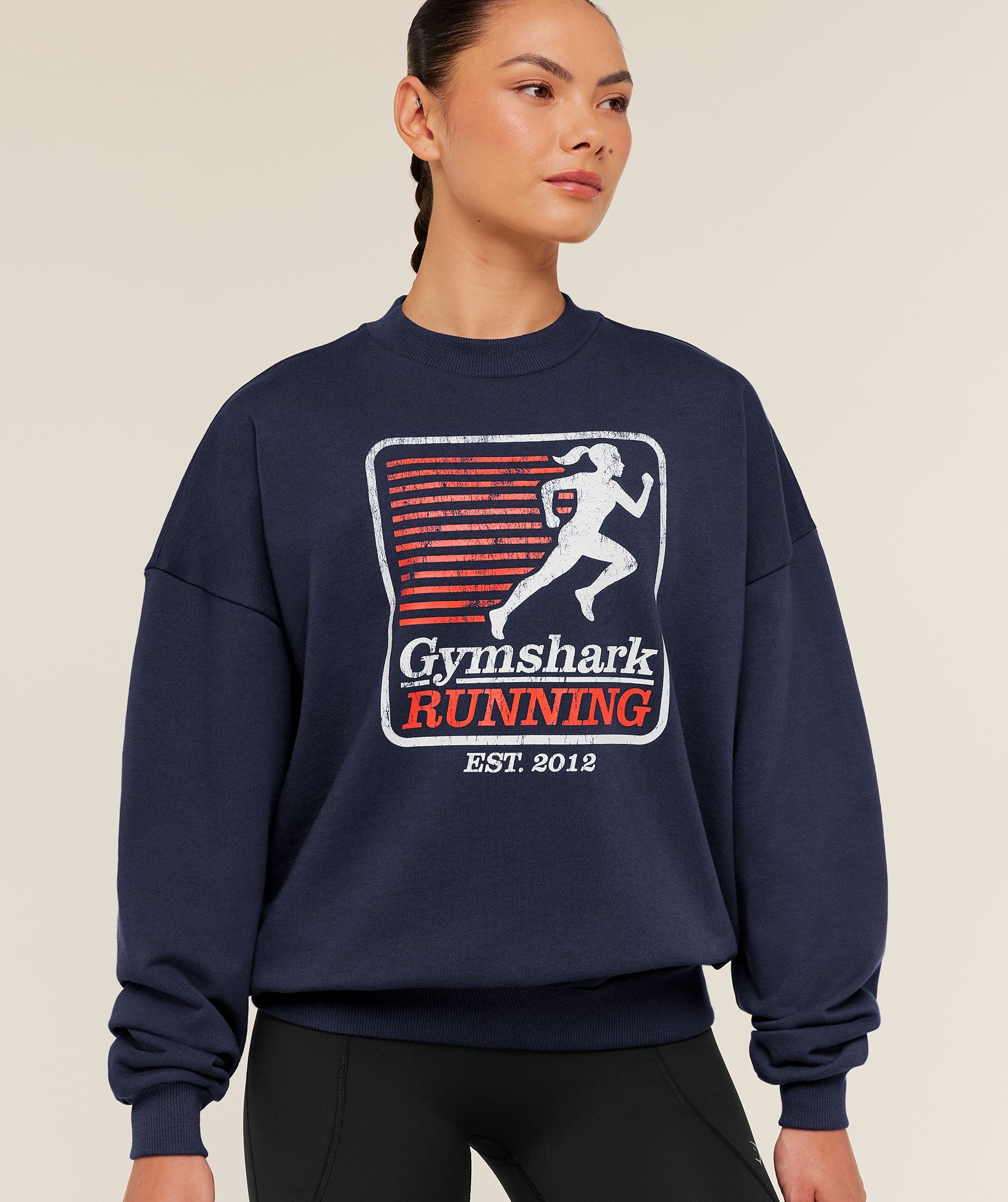 Women's Gymshark Run Club Graphic Sweatshirt Heavy Blue