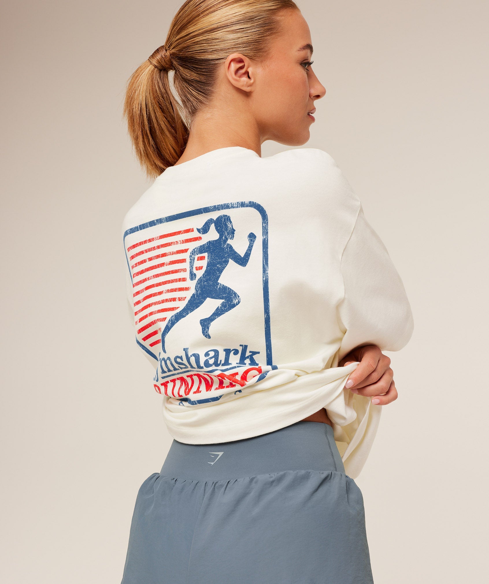 Women's Gymshark Run Club Graphic Short Sleeve T-Shirt Gs Soft White