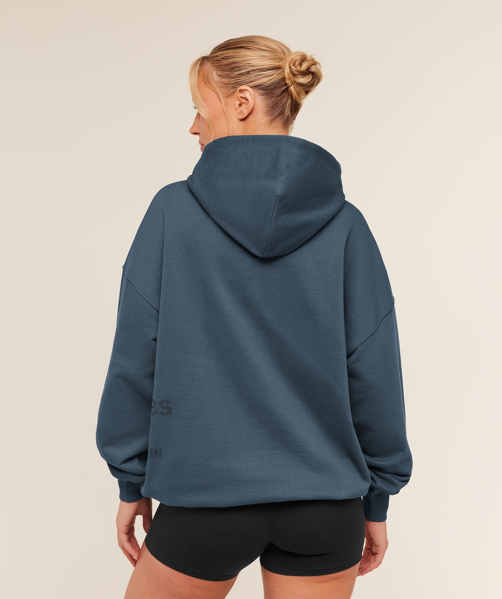 Women's Gymshark Stacked Graphic Hoodie Stealth Blue