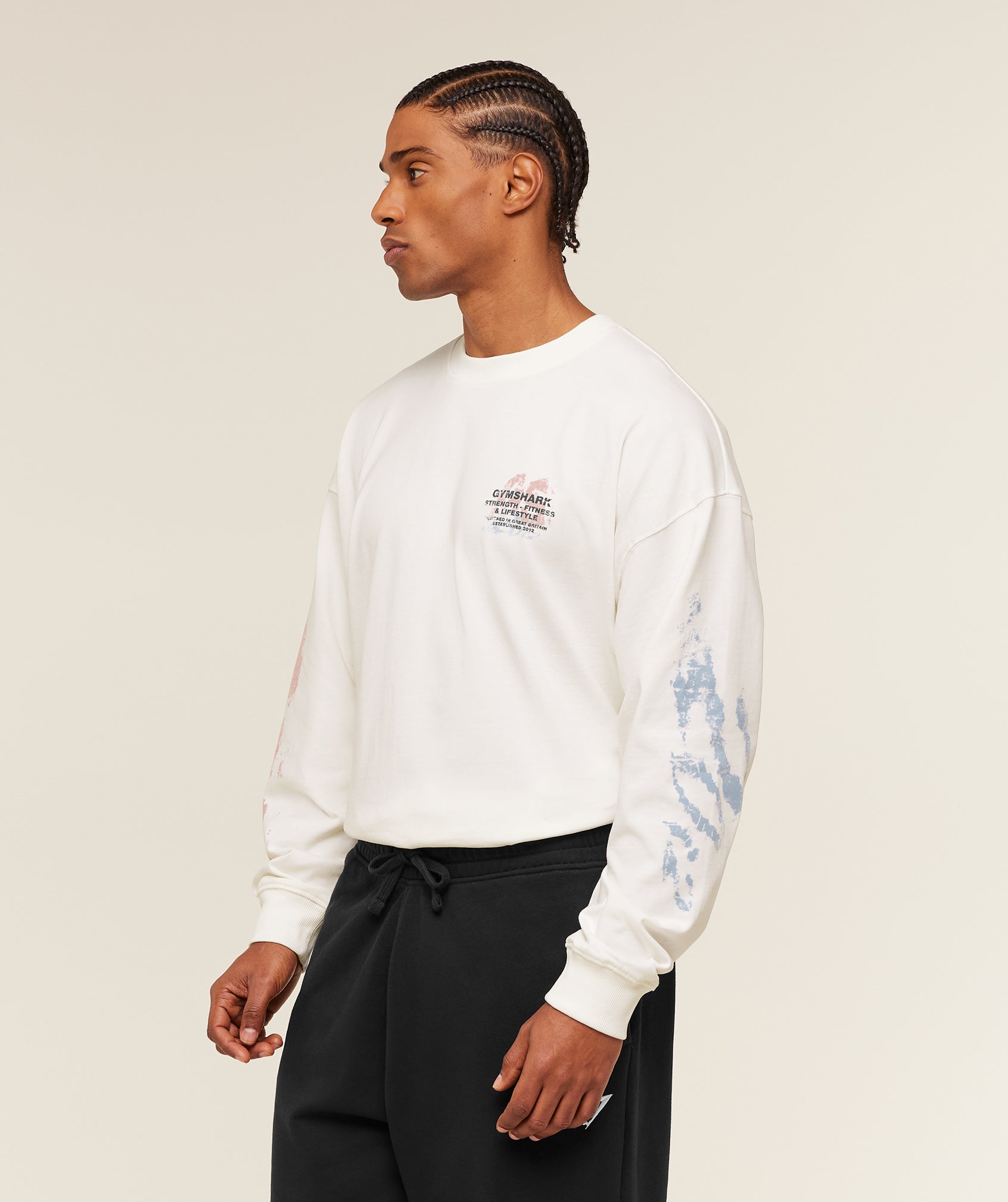 Gymshark Strength Fitness & Lifestyle Long Sleeve T-Shirt Soft White