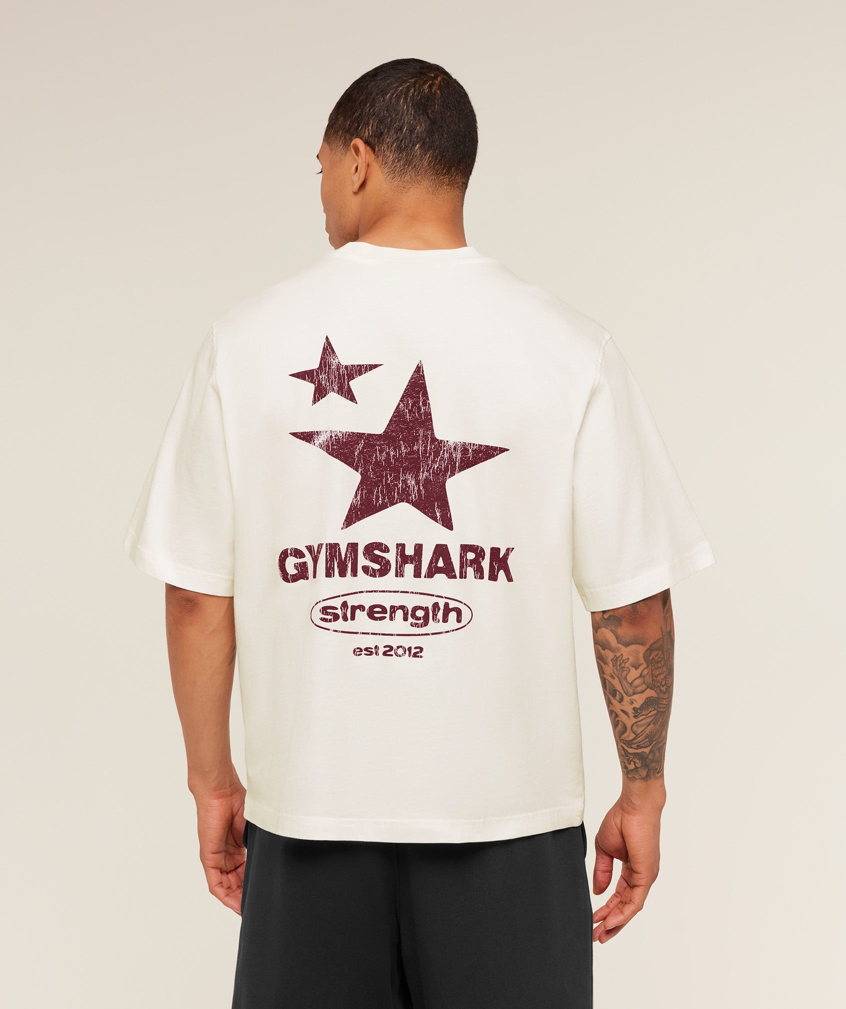 Gymshark Strength Stars Washed Graphic T-Shirt Soft White