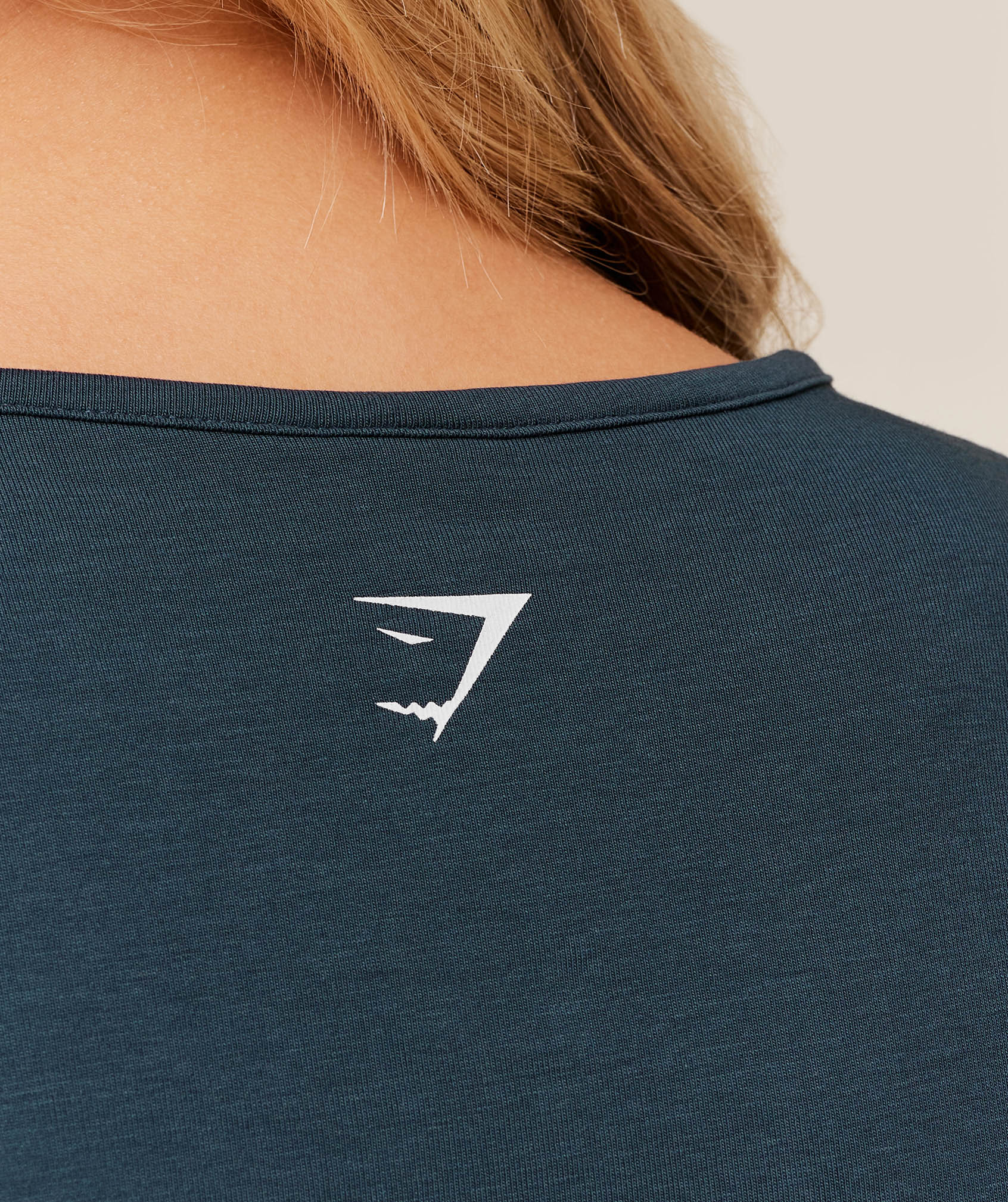 Women's Gymshark Worn Crest Graphic Baby Tee Gs Stealth Blue