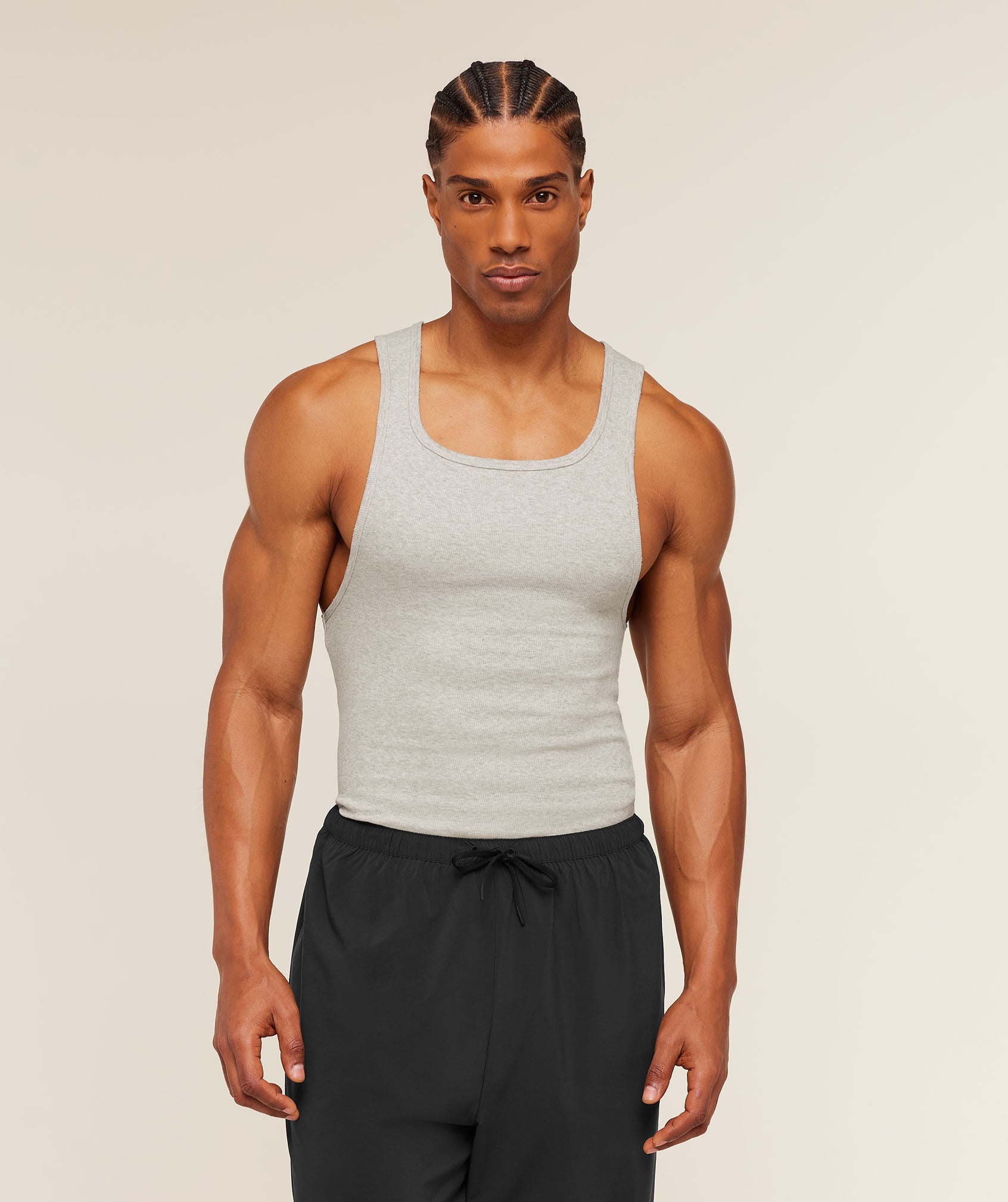 Gymshark Gymshark X Cbum Ribbed Tank Bros Stone Grey Marl