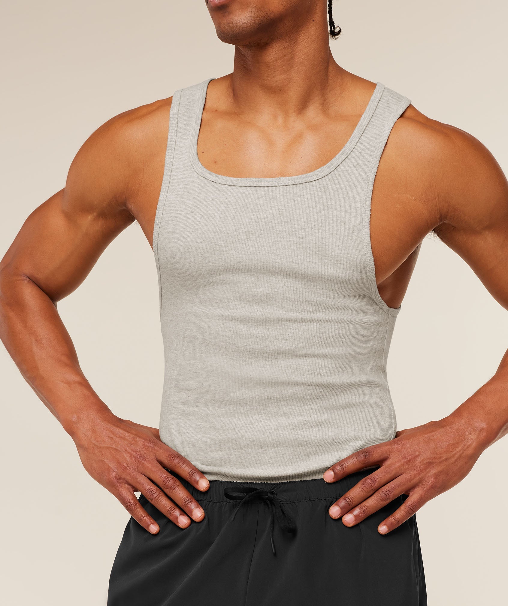 Gymshark Gymshark X Cbum Ribbed Tank Bros Stone Grey Marl