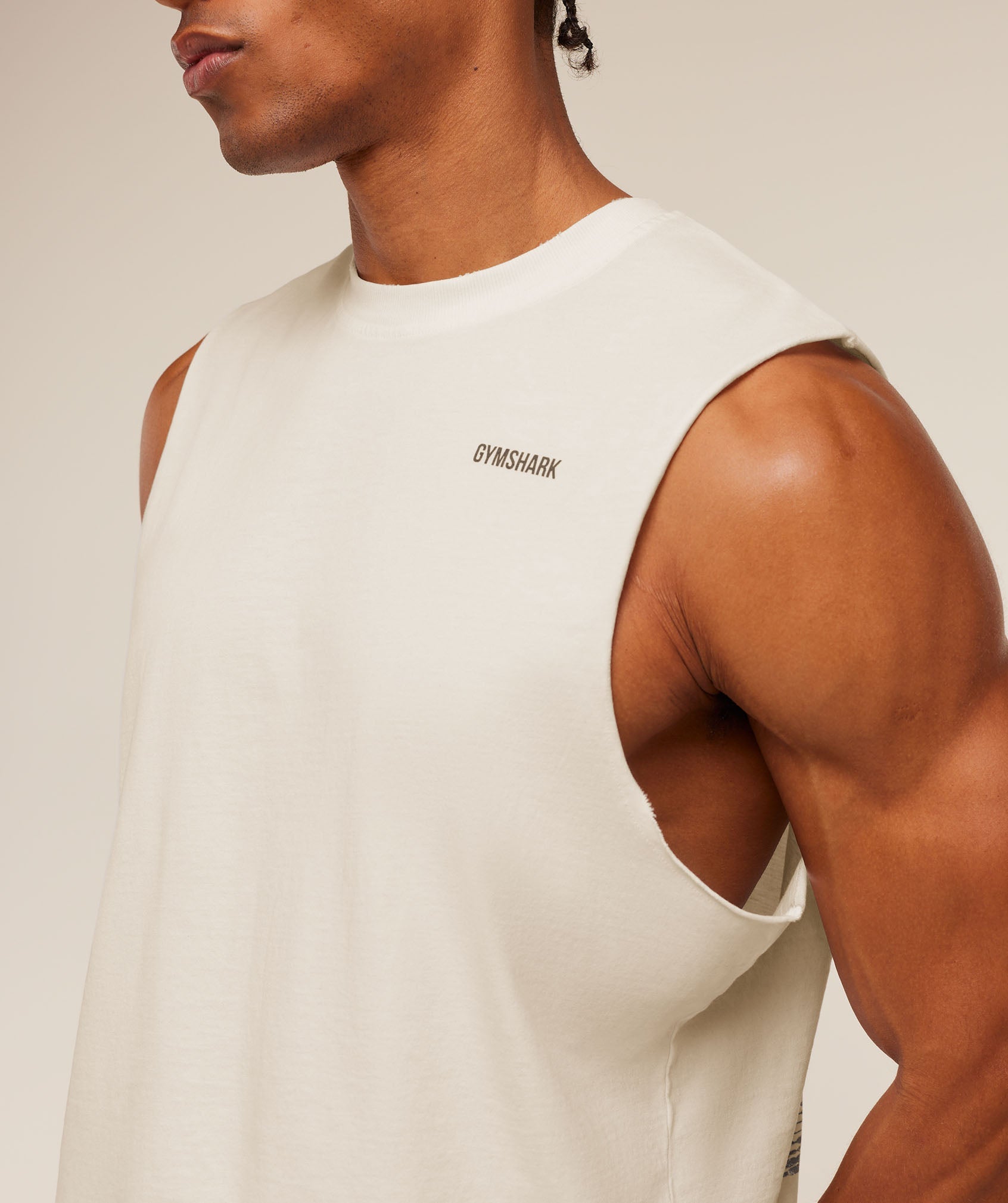Gymshark Gymshark X Cbum Washed Sleeveless T-Shirt Soft White