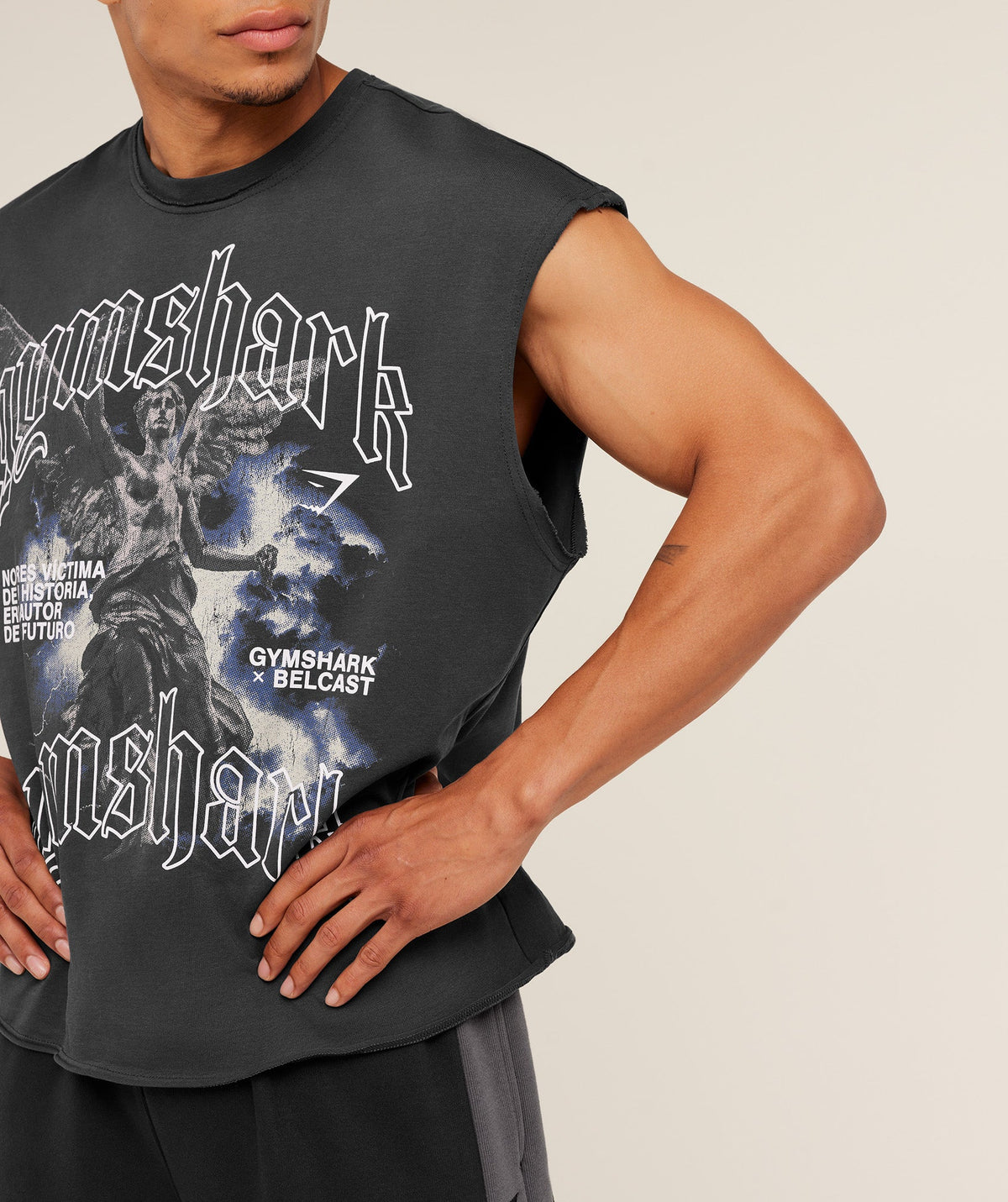 Gymshark Gymshark X Carlos Belcast Cut Off Tee Onyx Grey