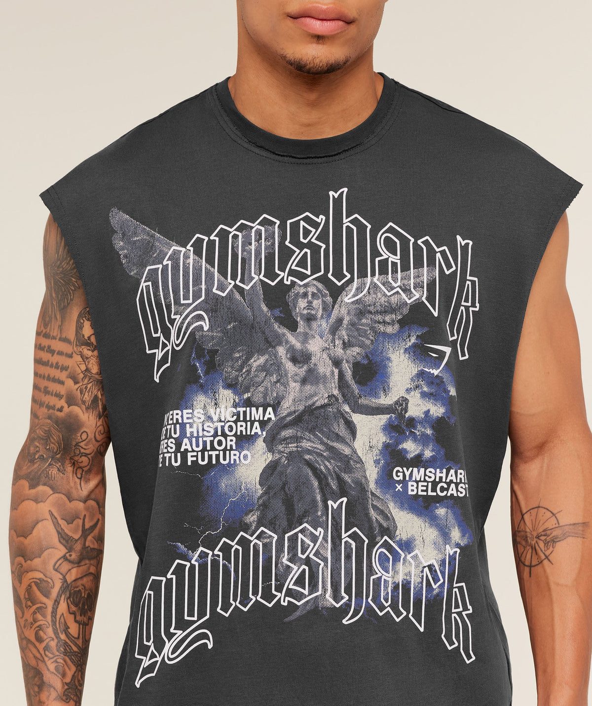 Gymshark Gymshark X Carlos Belcast Cut Off Tee Onyx Grey