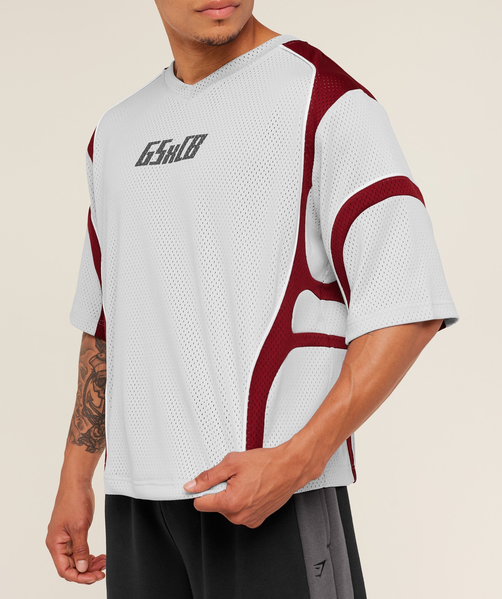 Gymshark Gymshark X Carlos Belcast Mesh Jersey Light Grey