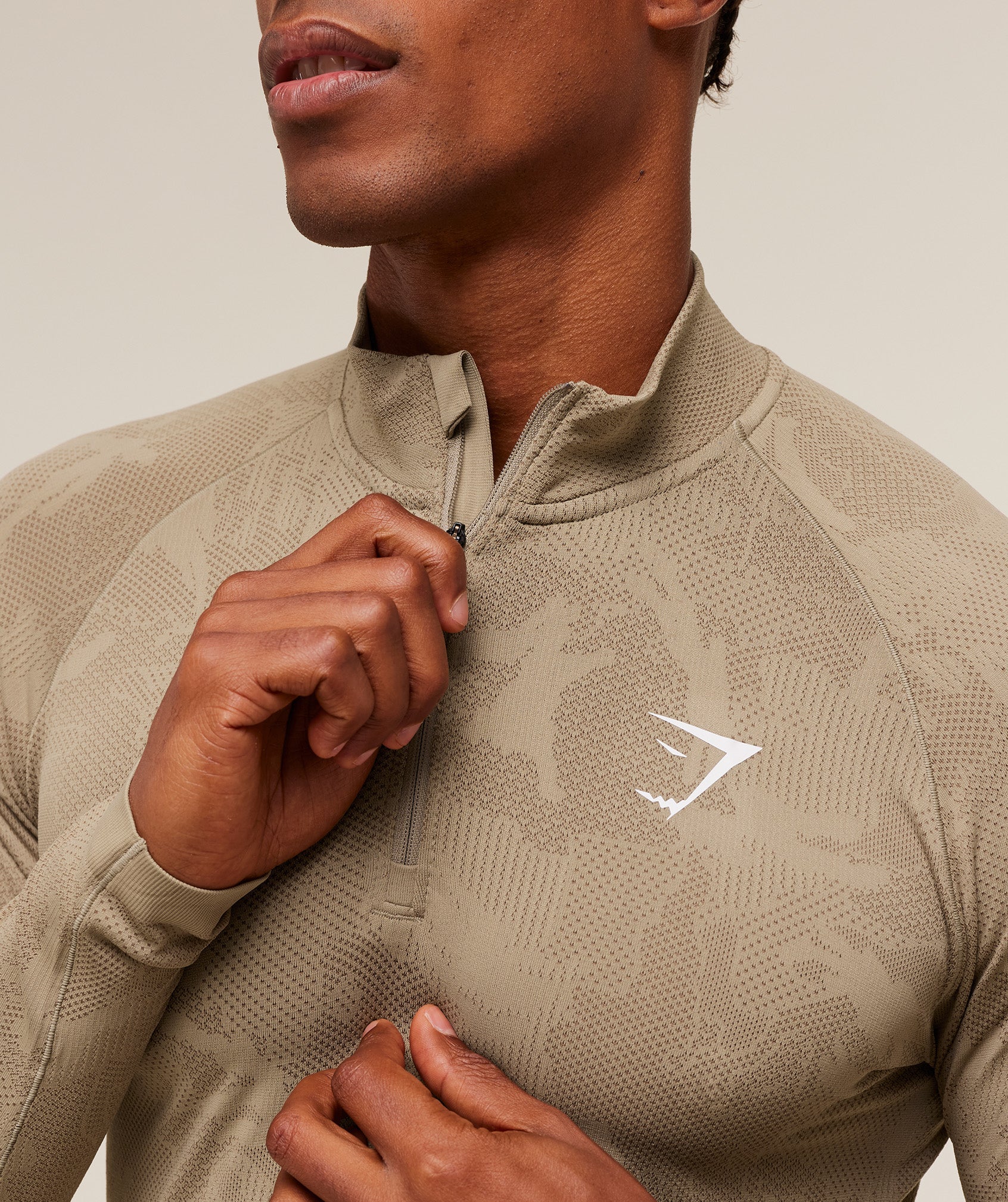 Gymshark Geo Seamless 1/4 Zip Cement Brown
