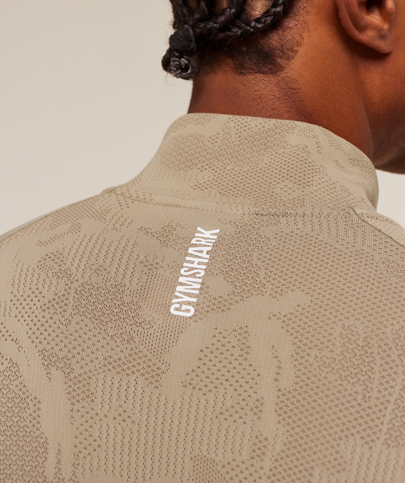 Gymshark Geo Seamless 1/4 Zip Cement Brown