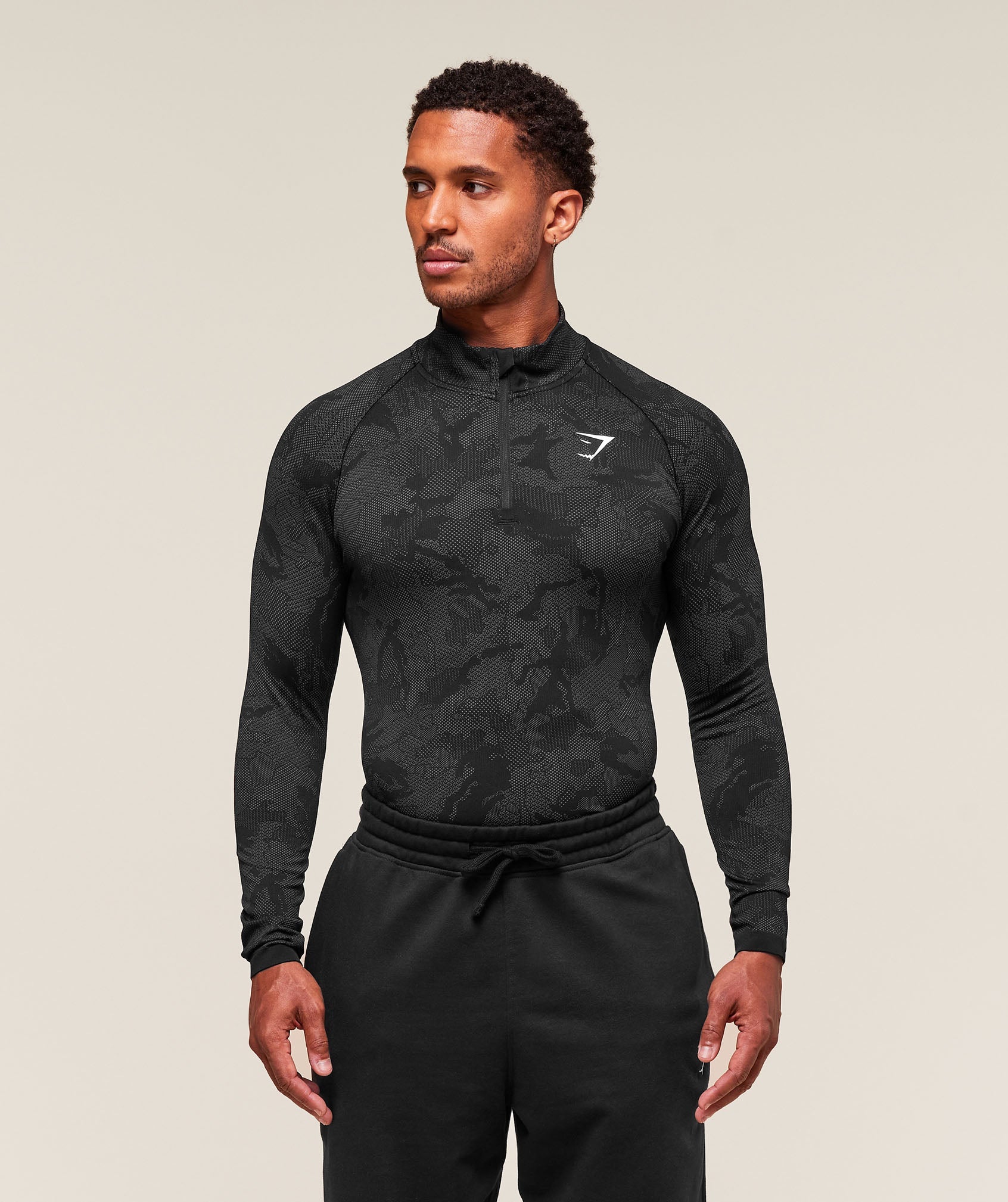 Gymshark Geo Seamless 1/4 Zip Black