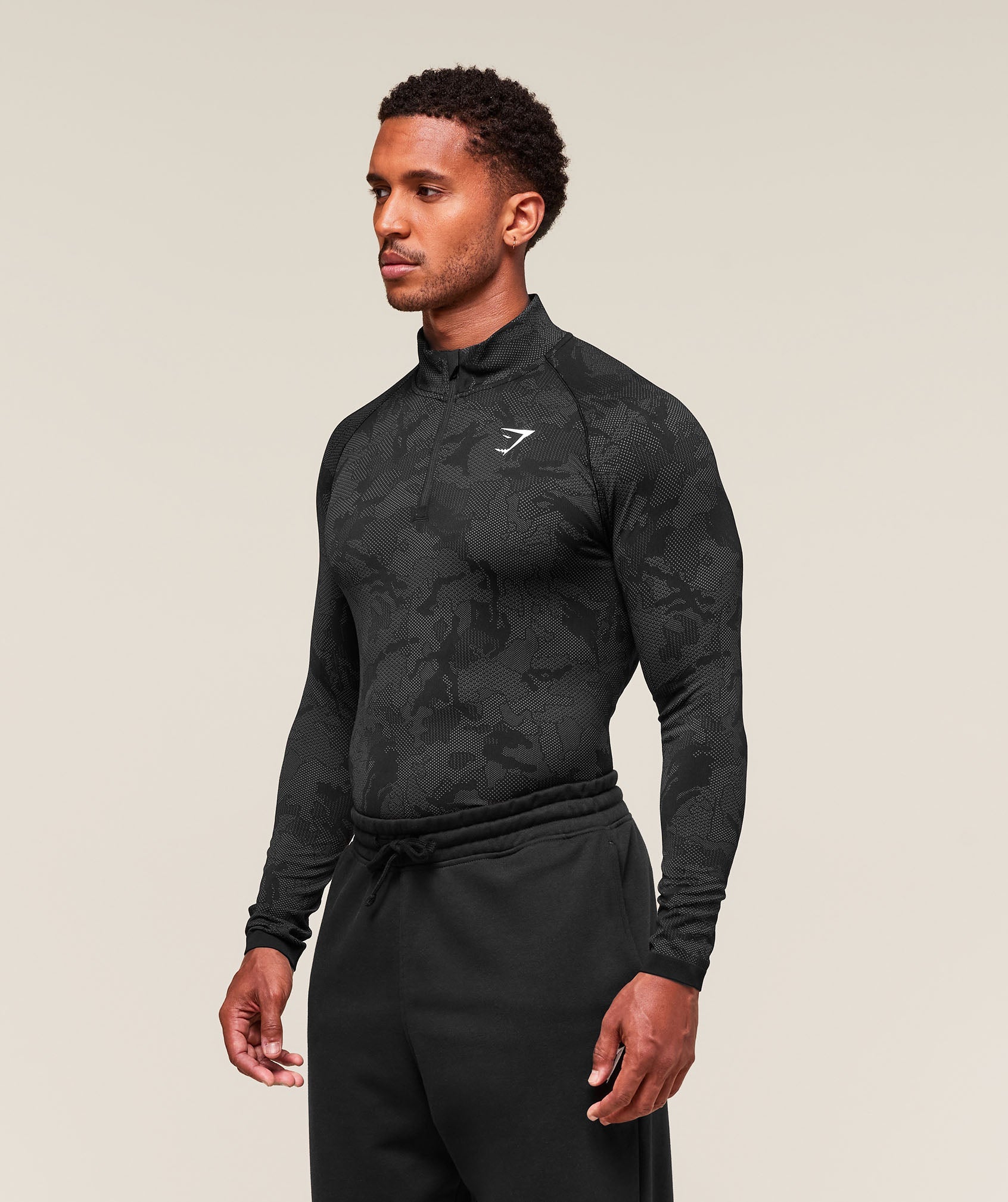 Gymshark Geo Seamless 1/4 Zip Black