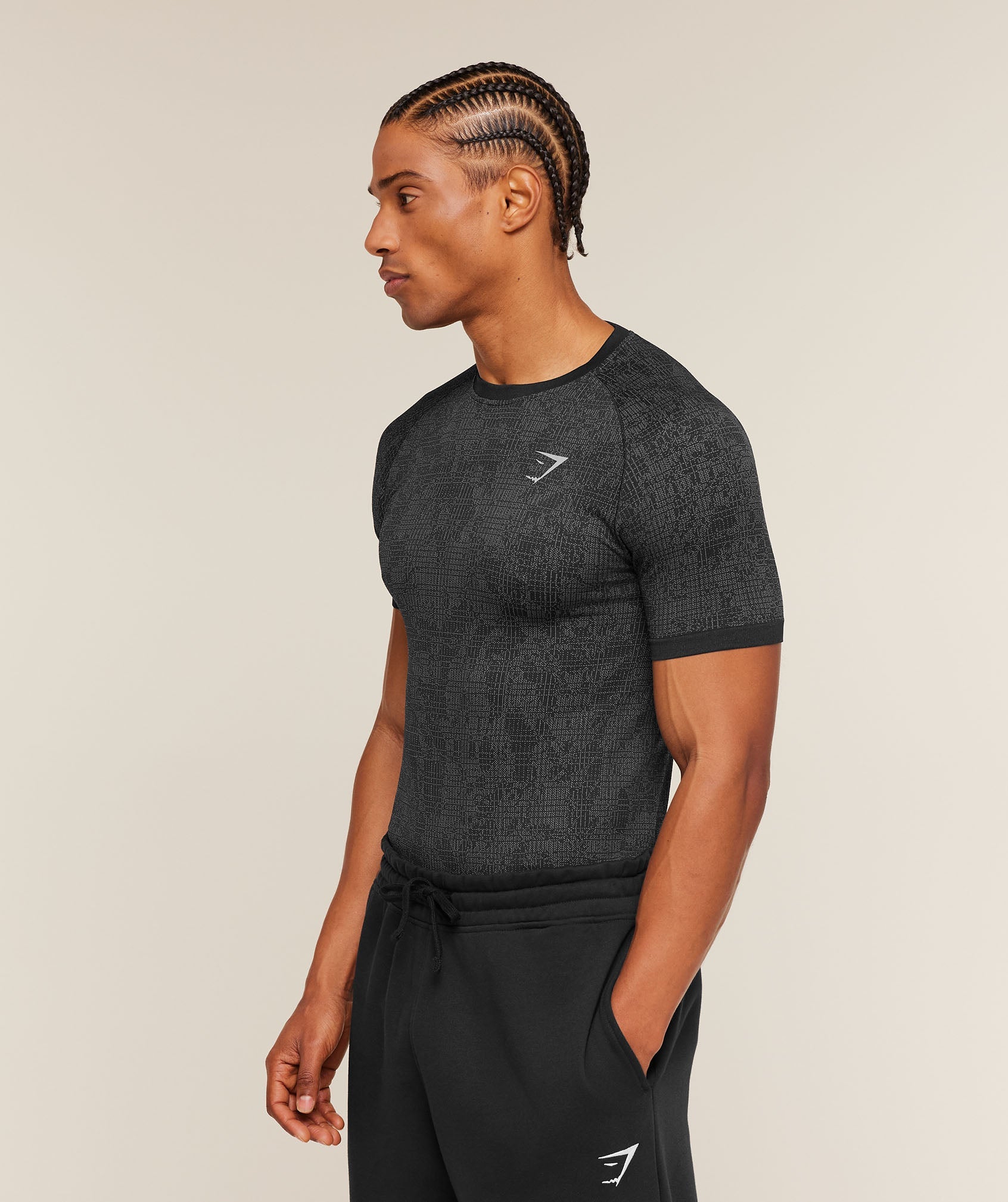 Gymshark Geo Seamless Grid T-Shirt Black