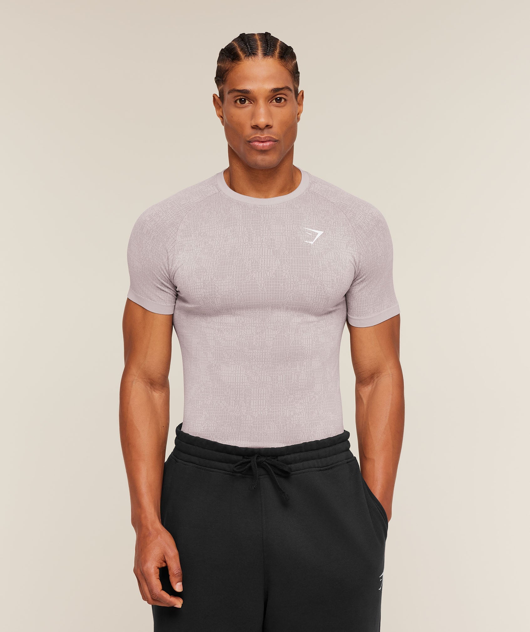 Gymshark Geo Seamless Grid T-Shirt Dawn Purple