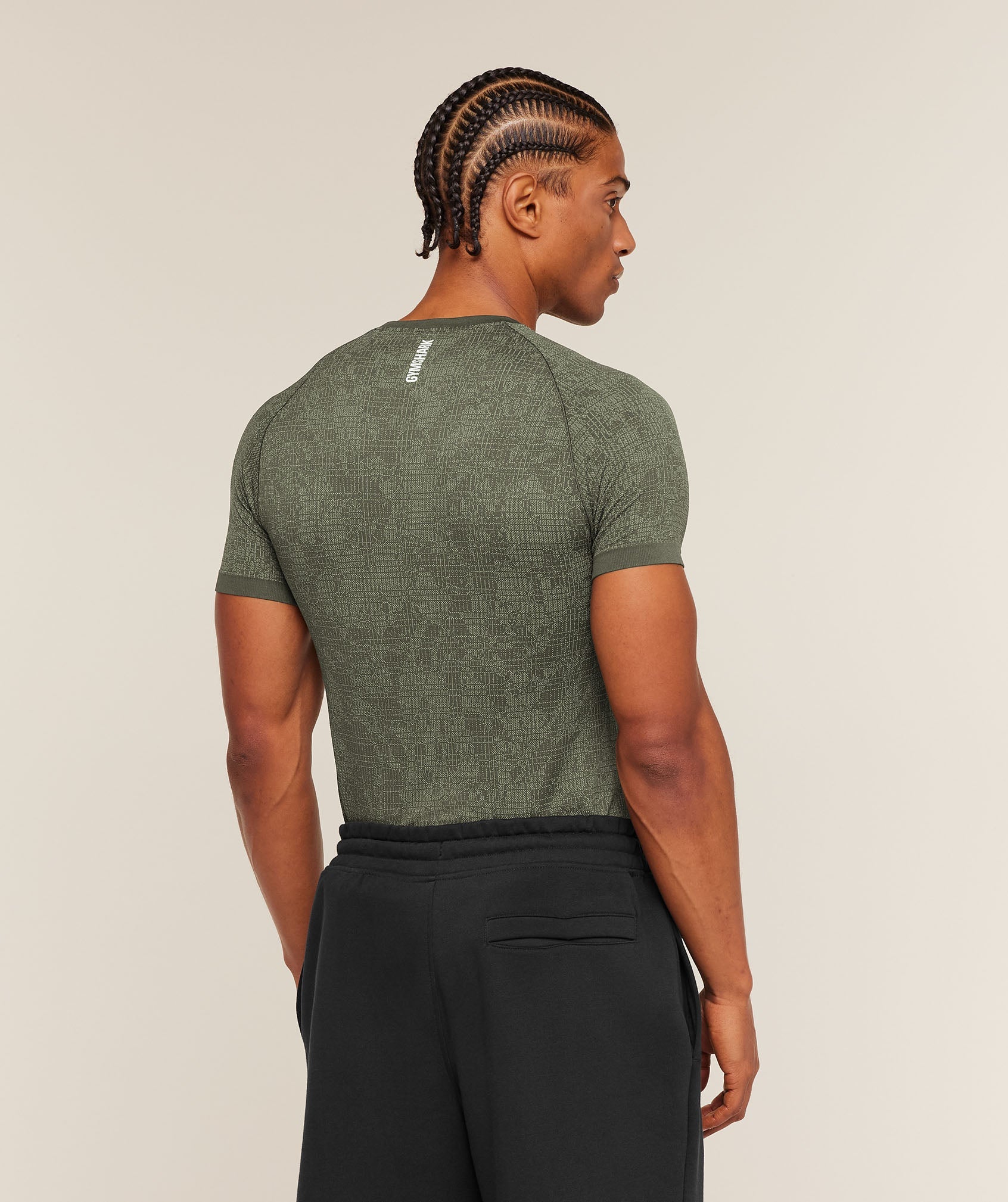 Gymshark Geo Seamless Grid T-Shirt Strength Green